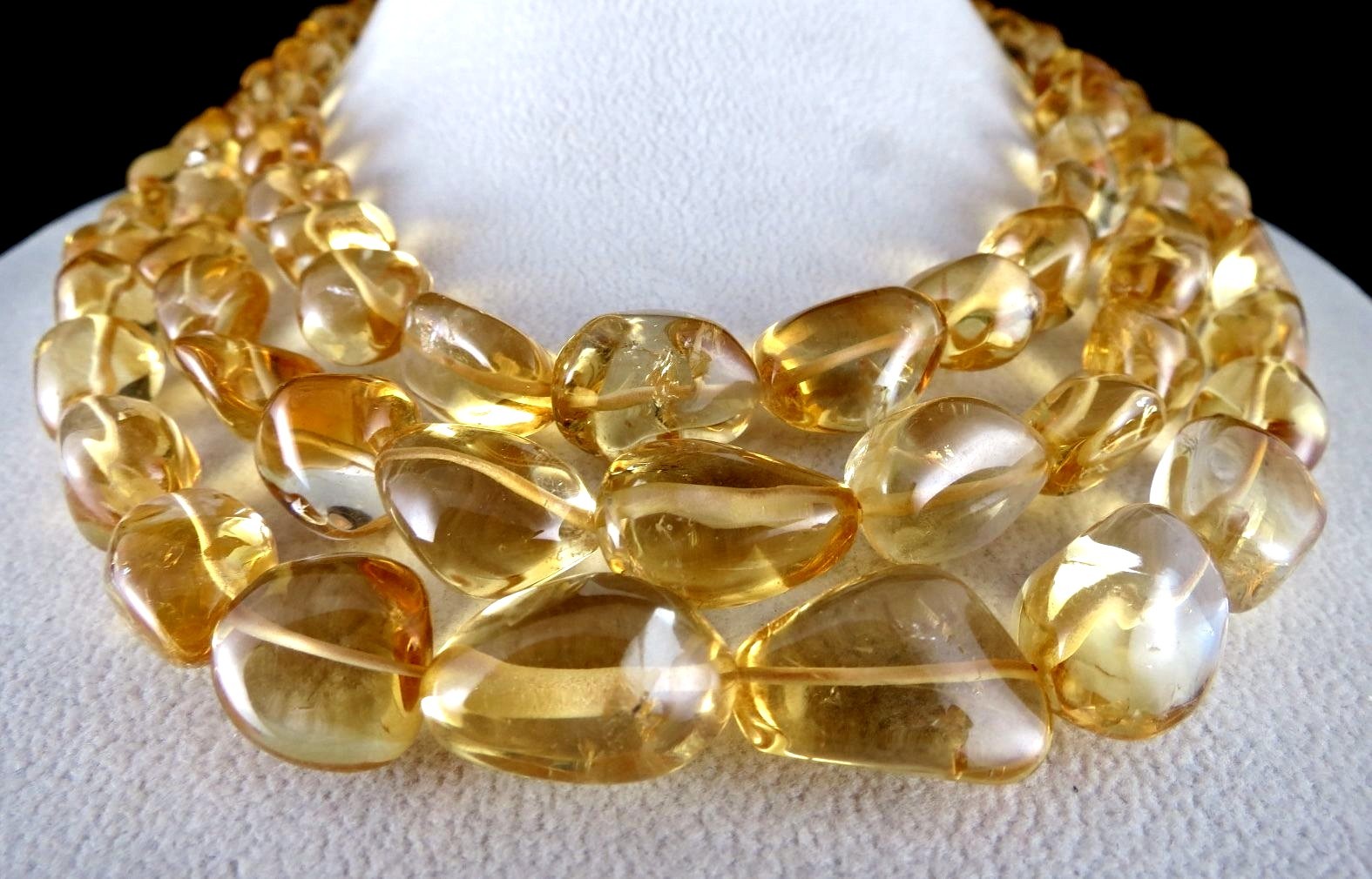 Certified Natural Citrine Cabochon Beads Necklace 935 Ct Yellow Gemstone Fashion