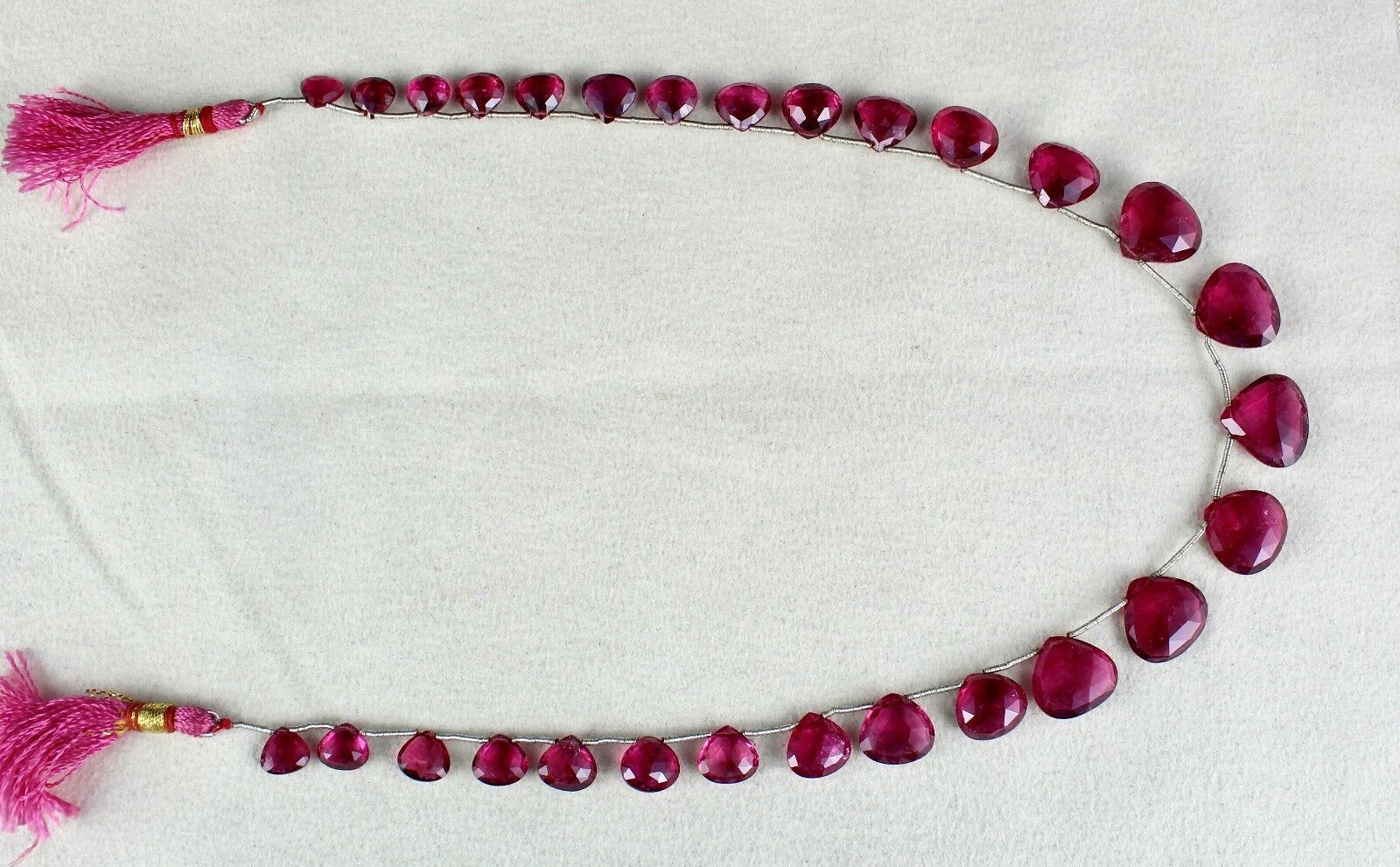 GTL CERTIFIED NATURAL PINK TOURMALINE RUBELLITE DROPS 97 CTS GEMSTONE NECKLACE