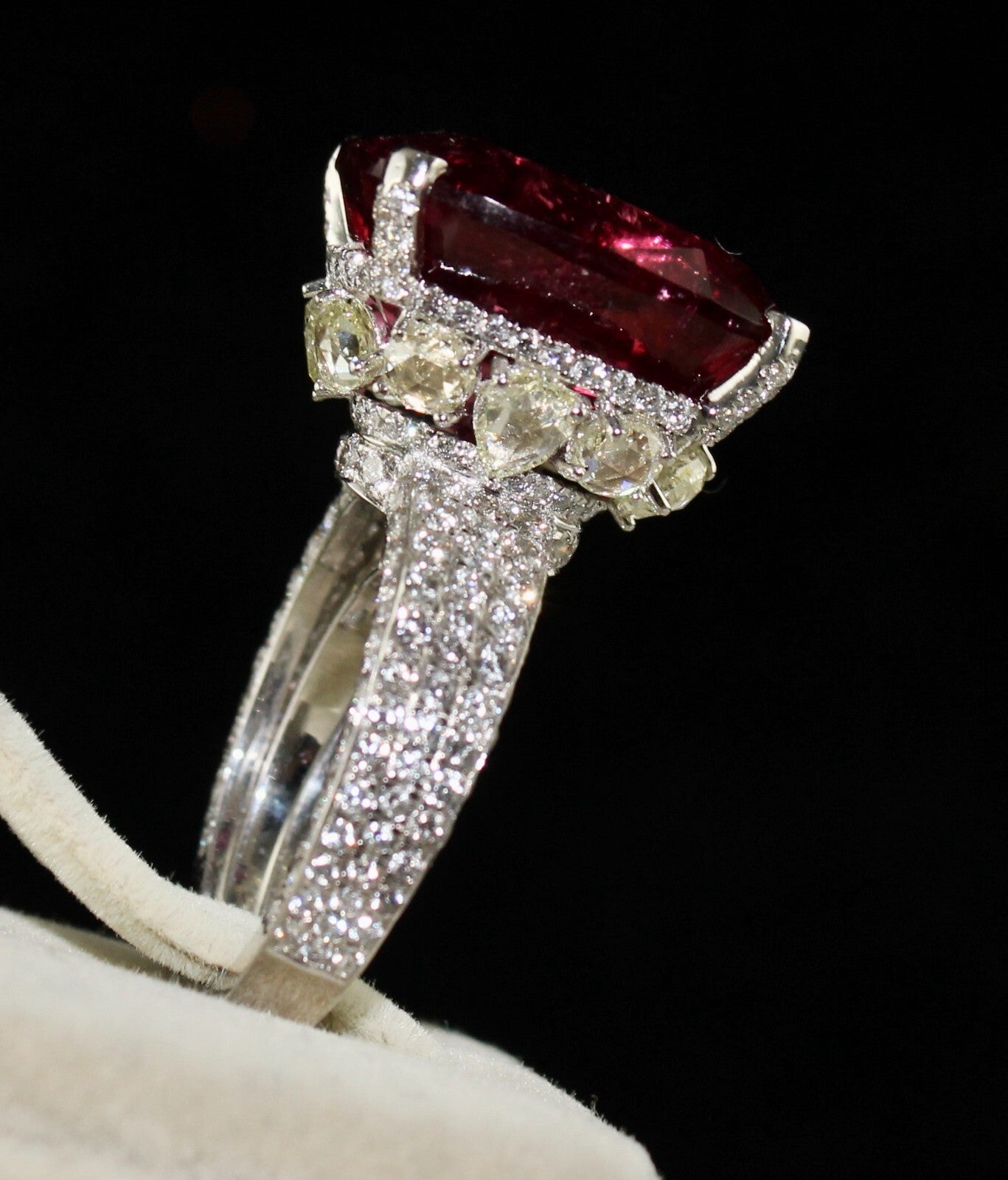 Certified Natural Rubellite Tourmaline 10ct Natural Diamond 18k Gold Ring