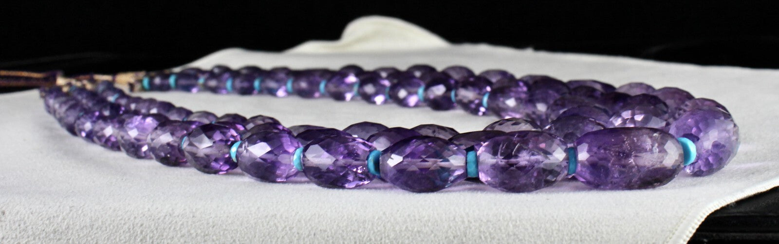 Certified Natural Amethyst Faceted Nugget Necklace Turquoise Beads 1448 Ct Gems