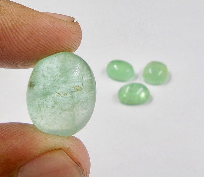 Certified Natural Colombian Emerald Oval Cabochon 4 Pcs 36.28 Ct Gemstone Ring