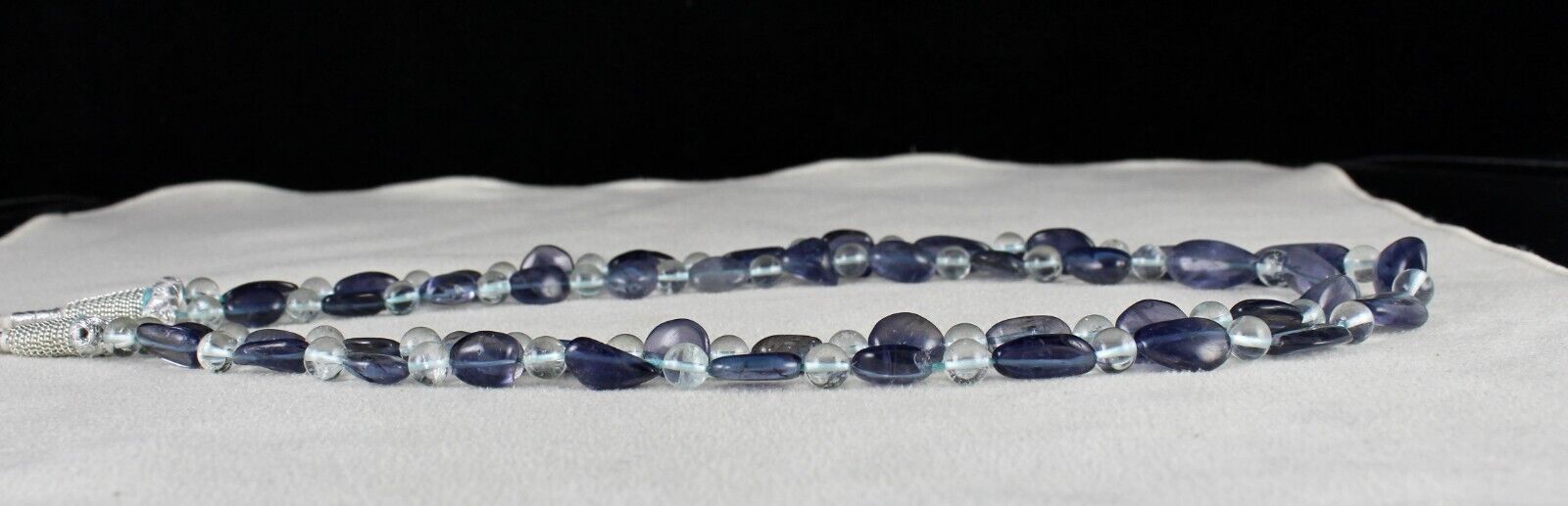 TOP NATURAL IOLITE BLUE TOPAZ CABOCHON BEADS 2 L 239 CTS GEMSTONE NECKLACE