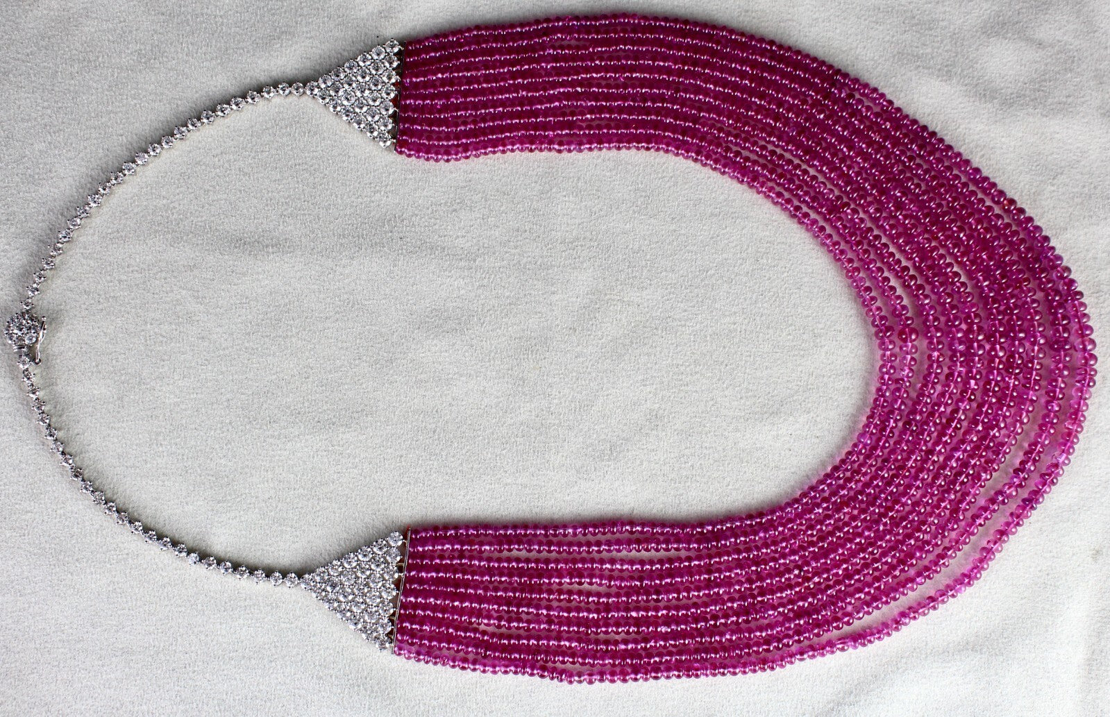 Certified Natural Burma Pink Sapphire 10ct Natural Diamond 18k Gold Necklace