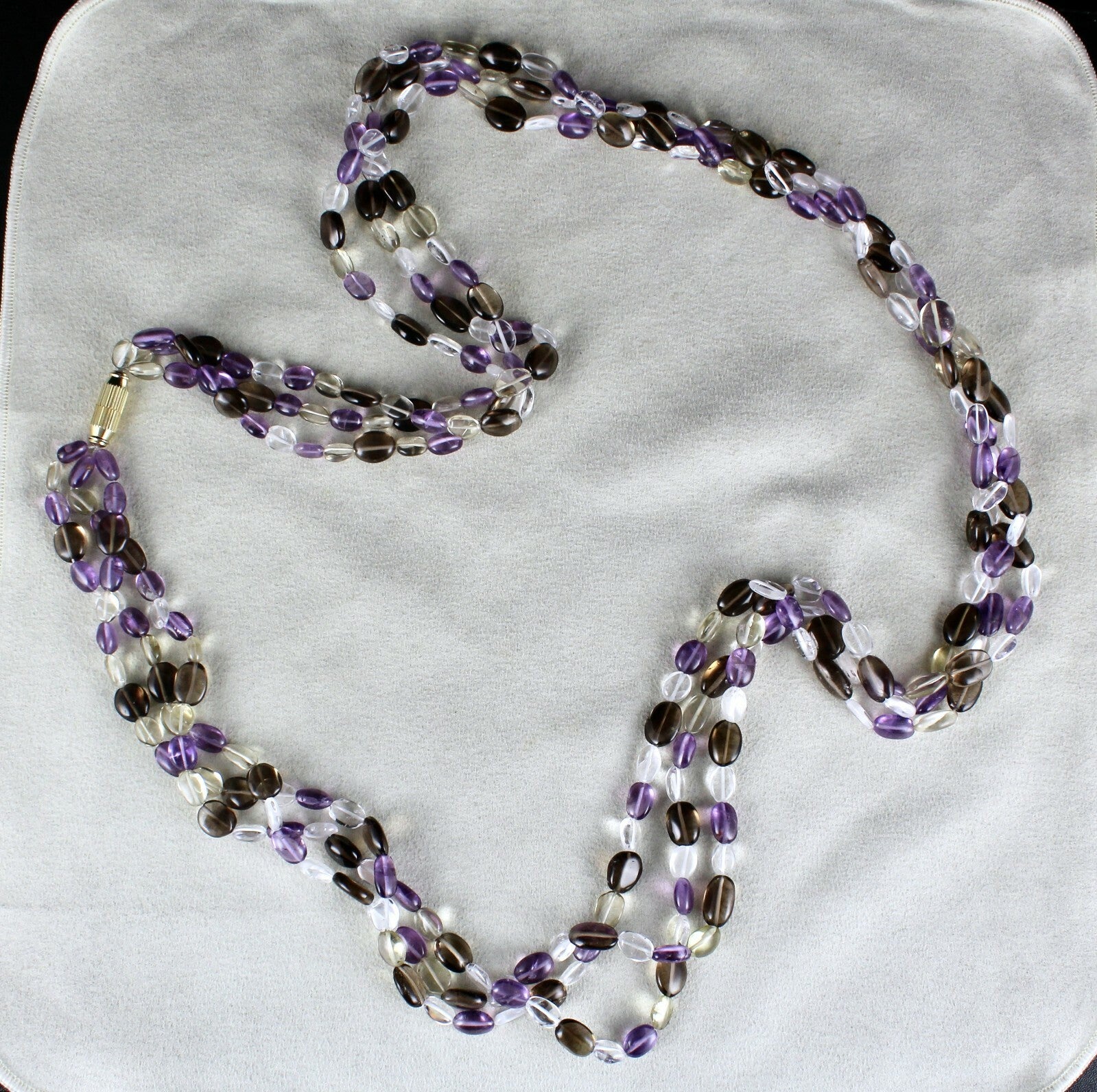 Multi Natural Amethyst Crystal Quartz 684 Cts Long Beads Necklace