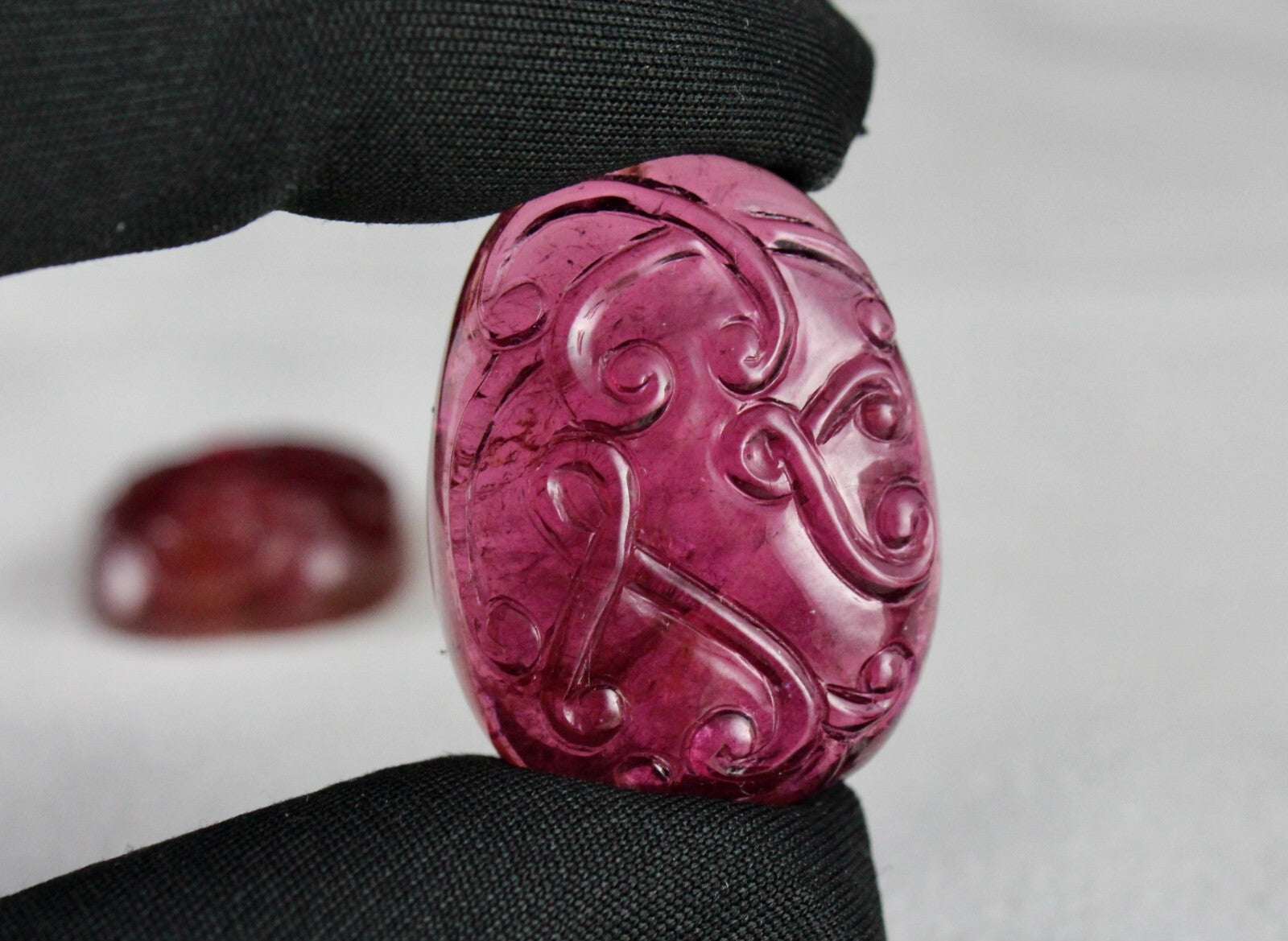 Certified Natural Rubellite Tourmaline 104.74 Ct Engraved Gemstone Earrings