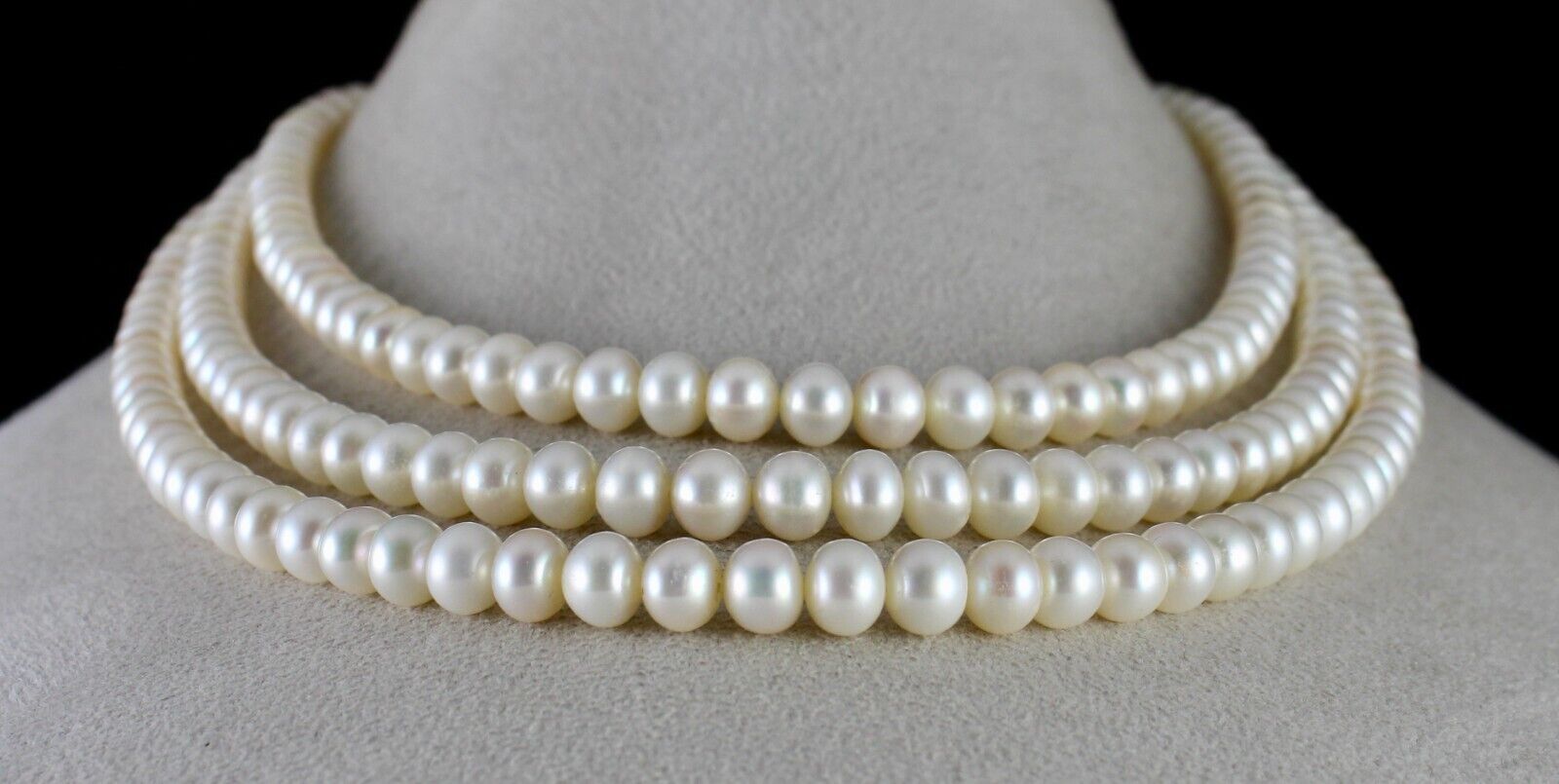 GENUINE FRESH WATER PEARL BEADS ROUND 3 L 582 CARATS GEMSTONE FASHION NECKLACE