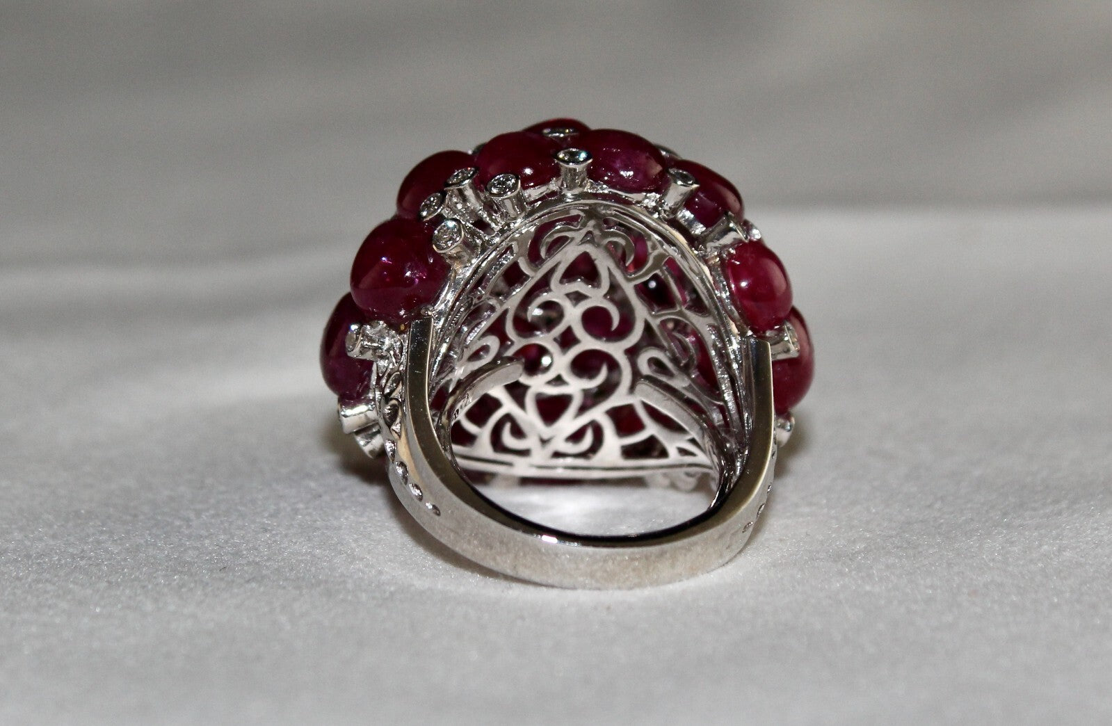 Certified 18k Gold Natural Ruby Diamond 10ct Cocktail Ring For Women