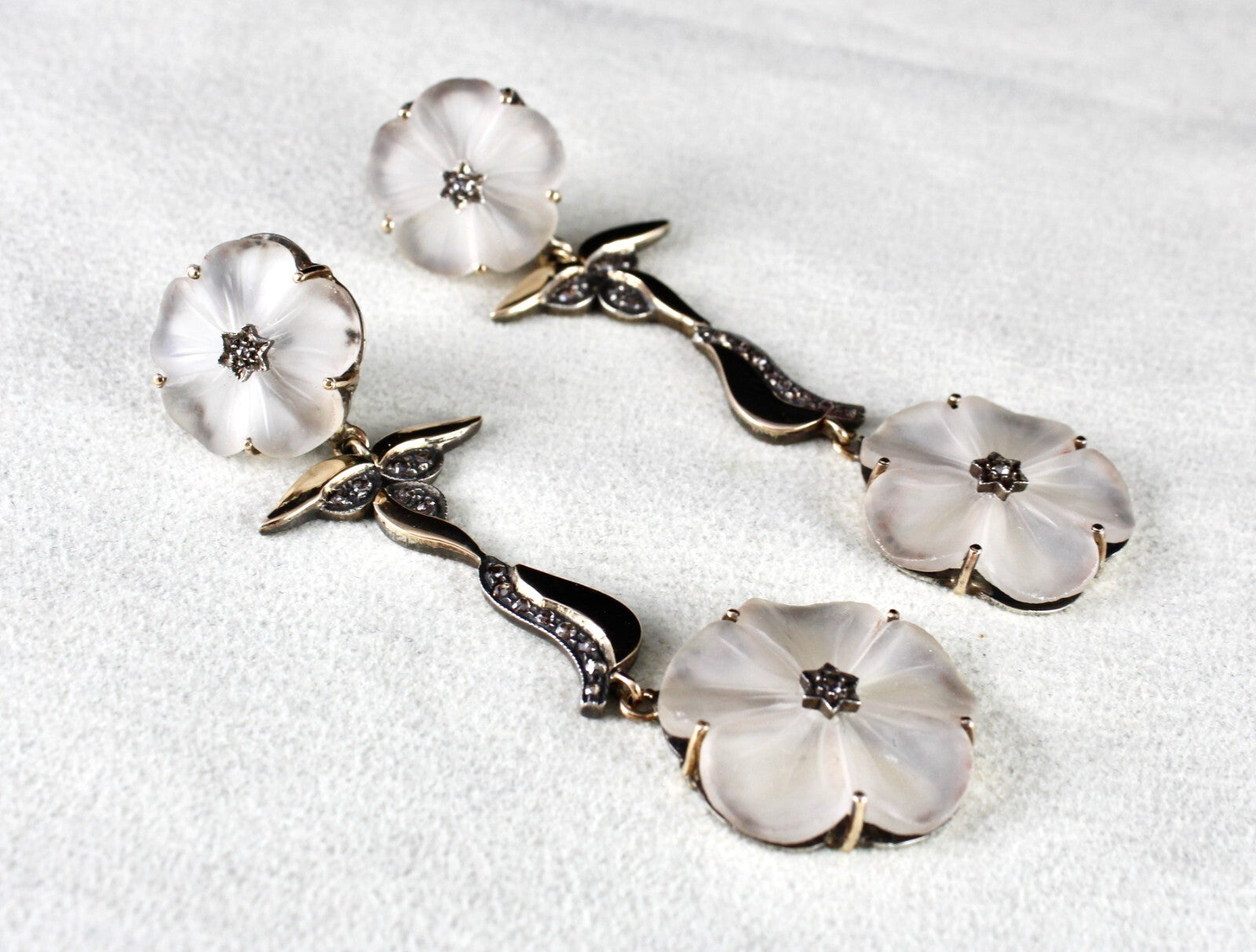 Certified Natural Rock Crystal Quartz 114.7ct Sterling Silver Victorian Earrings