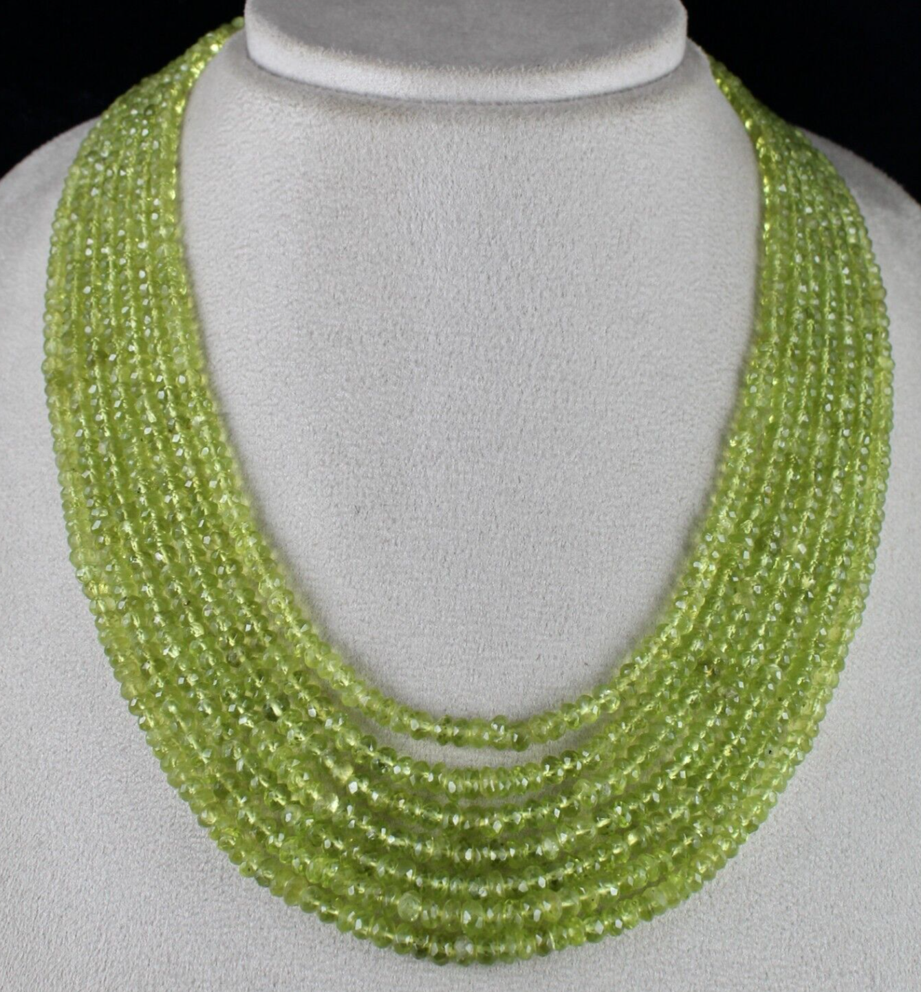 Natural Peridot Beads Faceted Round Necklace 717ct Gemstone For Women