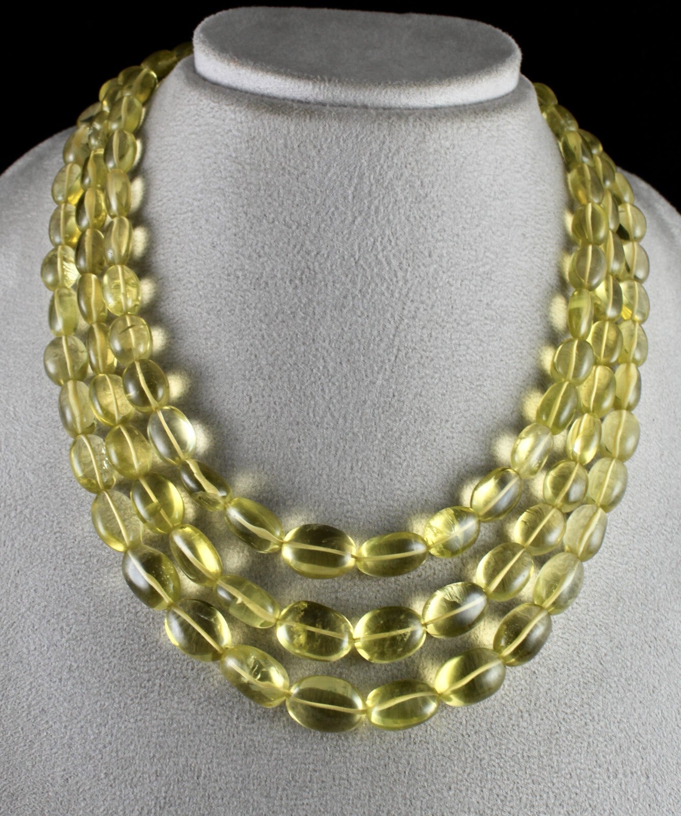 Natural Lemon Quartz 846ct Beads Long Necklace Semi-precious Yellow Gemstones