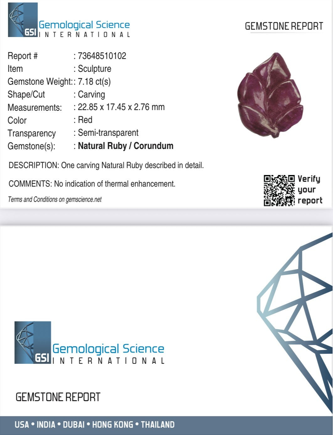 Certified Natural Untreated Ruby Carved Leaf Gemstone 7.18 Ct For Ring Pendant