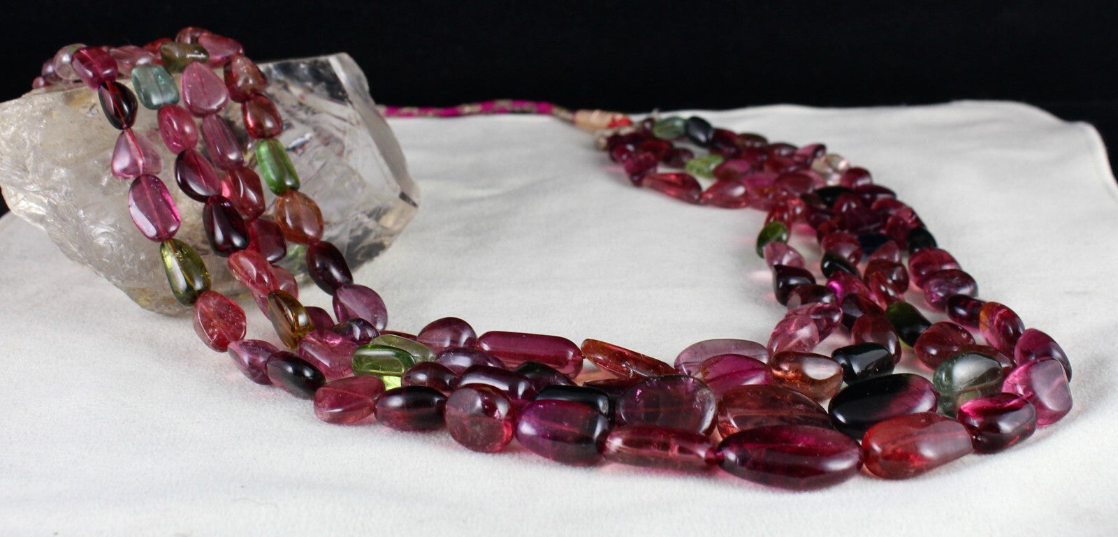 Certified Natural Multi Tourmaline Beads Tumble Gemstone Necklace 1445 Ct
