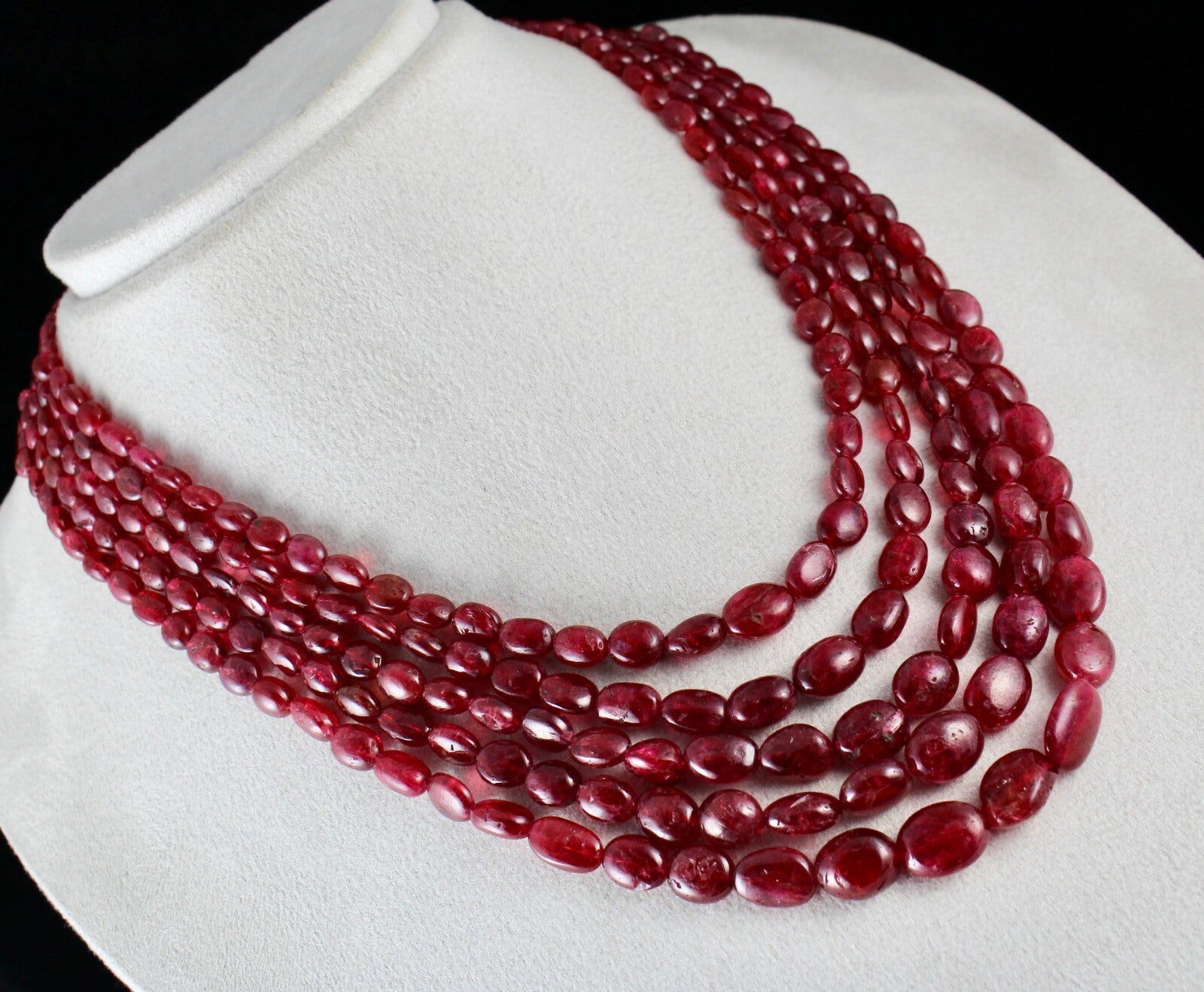 Certified Natural Spinel Necklace 750 Ct Beaded Cabochon Red Gemstone Beads