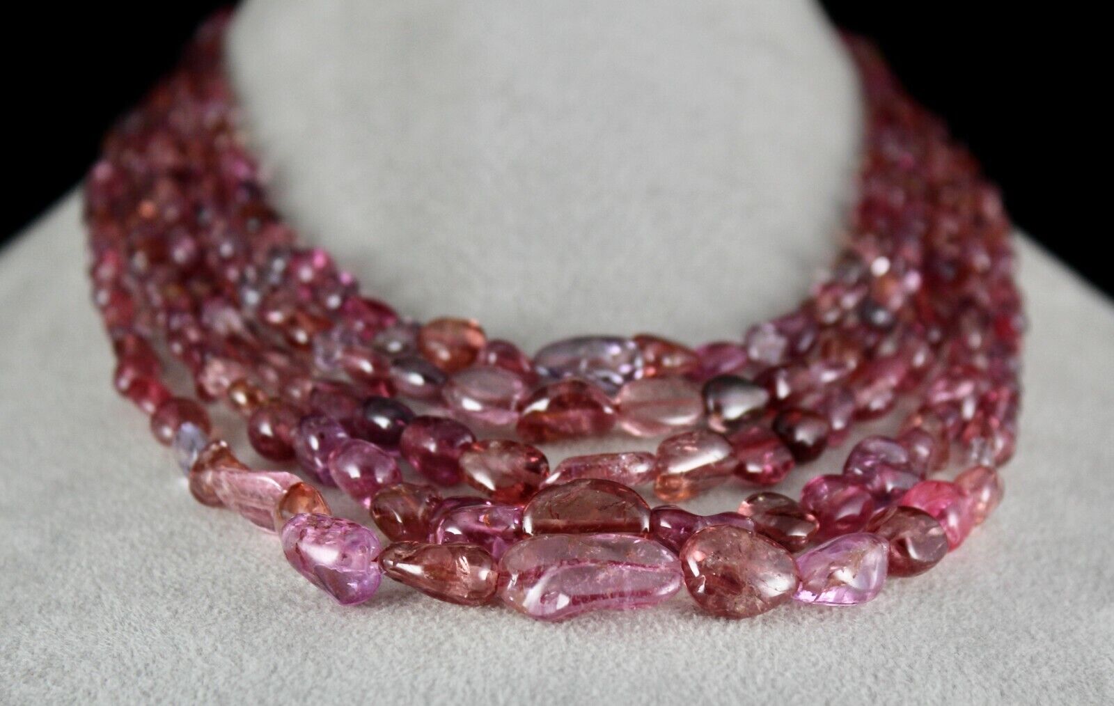 Old Natural Spinel & Tourmaline Multi Long Bead 5 Line 720 Cts Gemstone Necklace