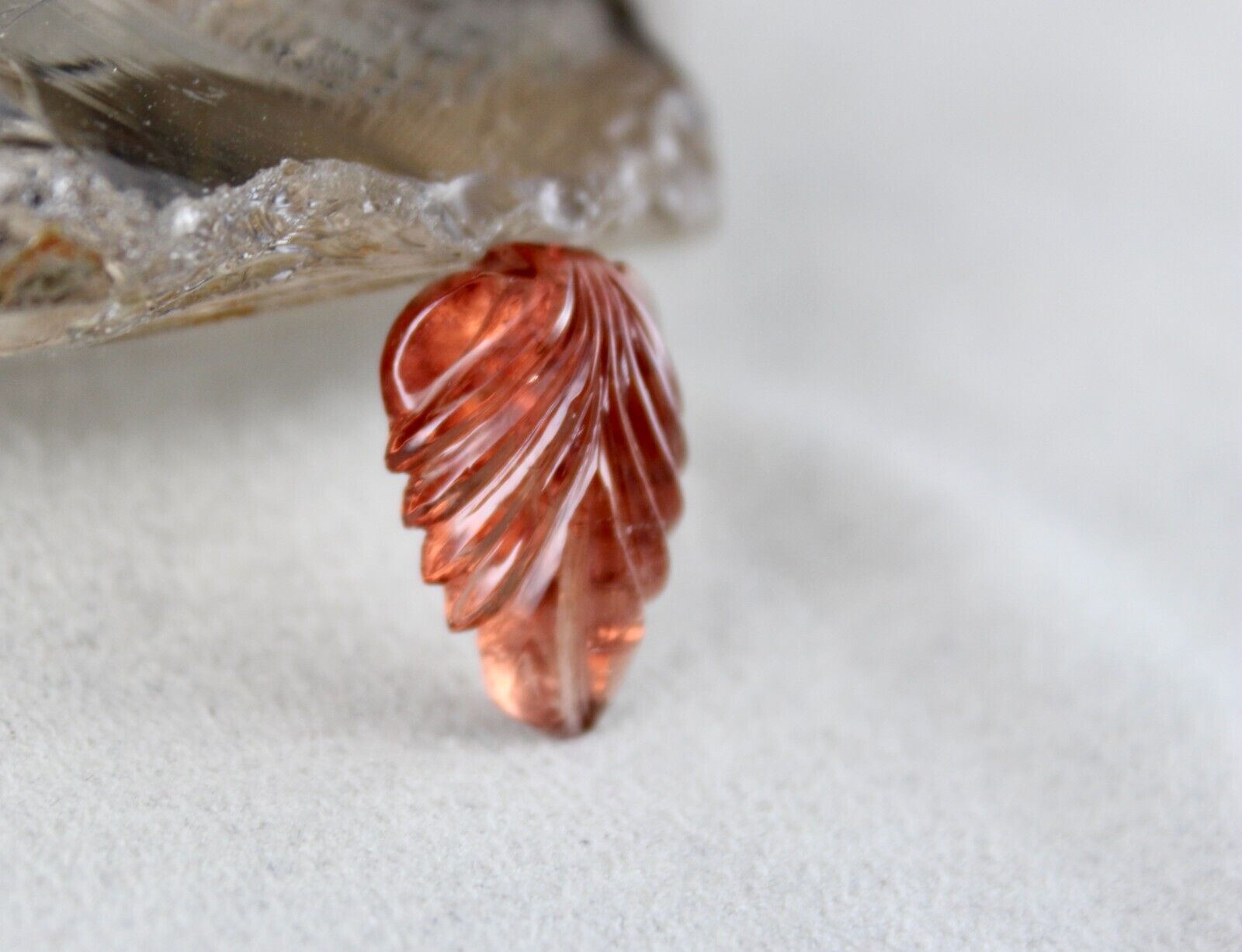 NATURAL TOURMALINE CARVED LEAF 14.80 CARATS GEMSTONE FOR DESIGNING PENDANT RING