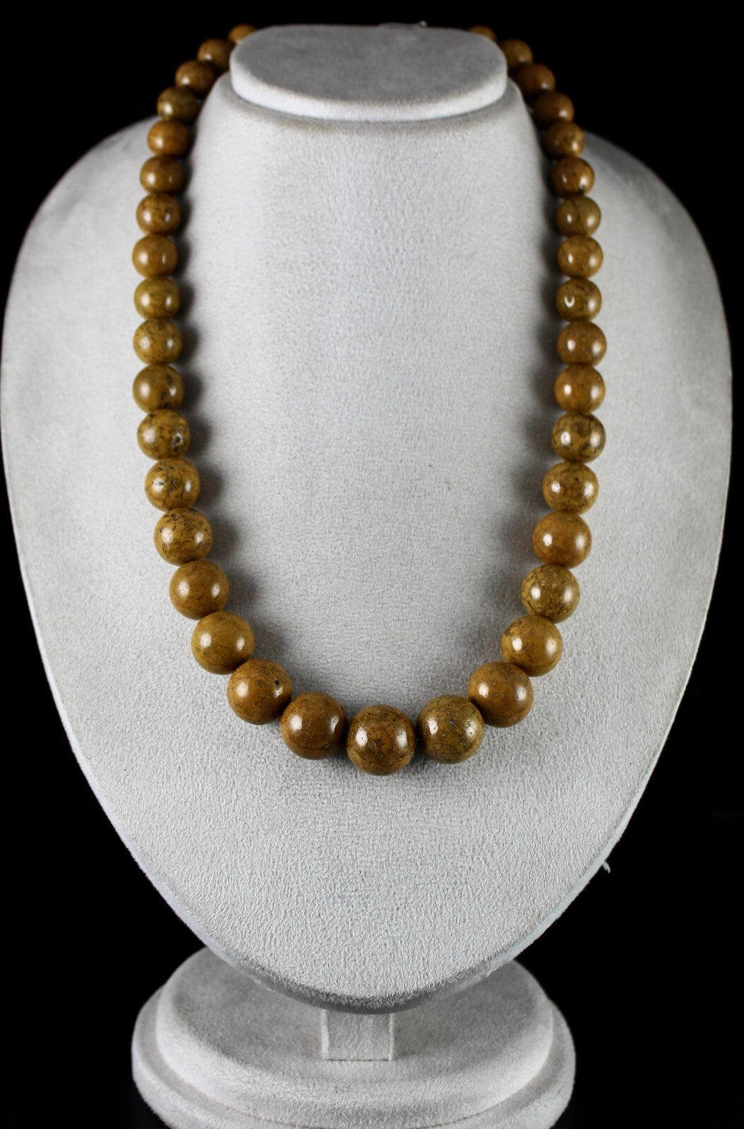 Natural Yellow Jade Round Beaded Necklace Big Gemstone String 911ct For Wedding