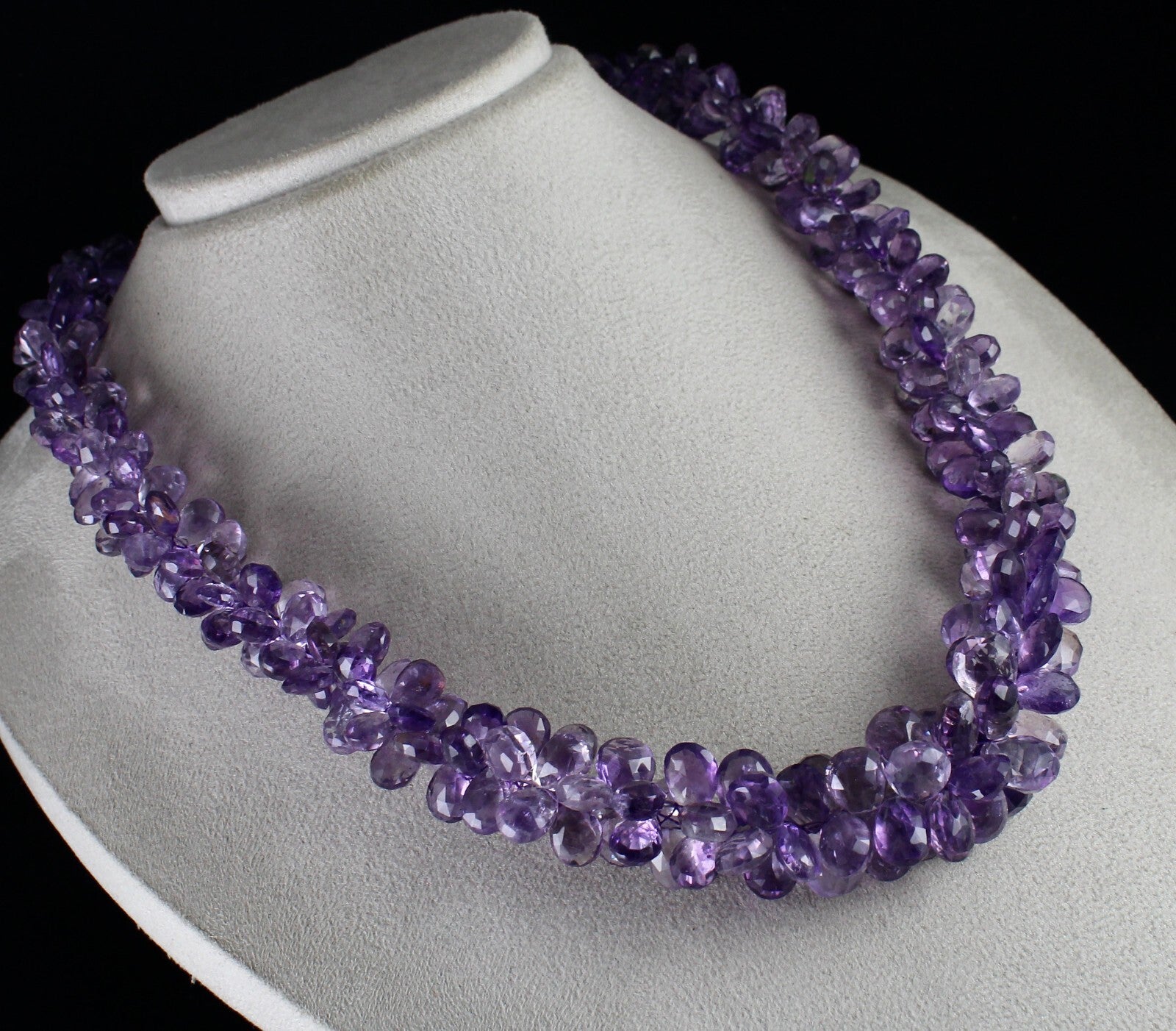 Certified Top Amethyst Beaded Drops 1079 Carats Sterling Silver String Bunch