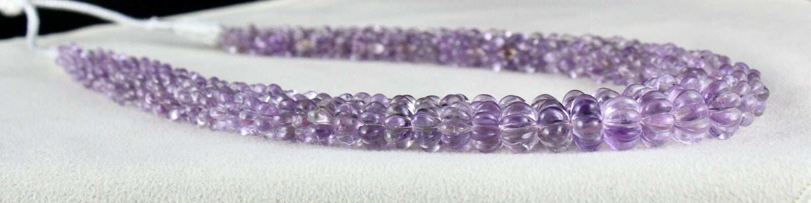 Certified Natural Pink Amethyst 464ct Beads Carved Round Gemstone Necklace