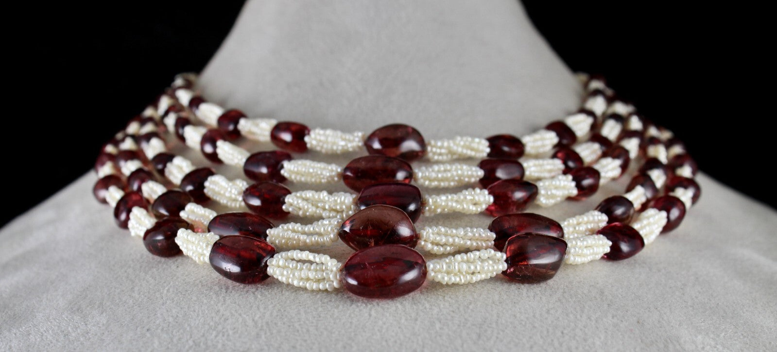 Certified Antique Natural Tourmaline 656ct Pearl Beaded Estate Necklace