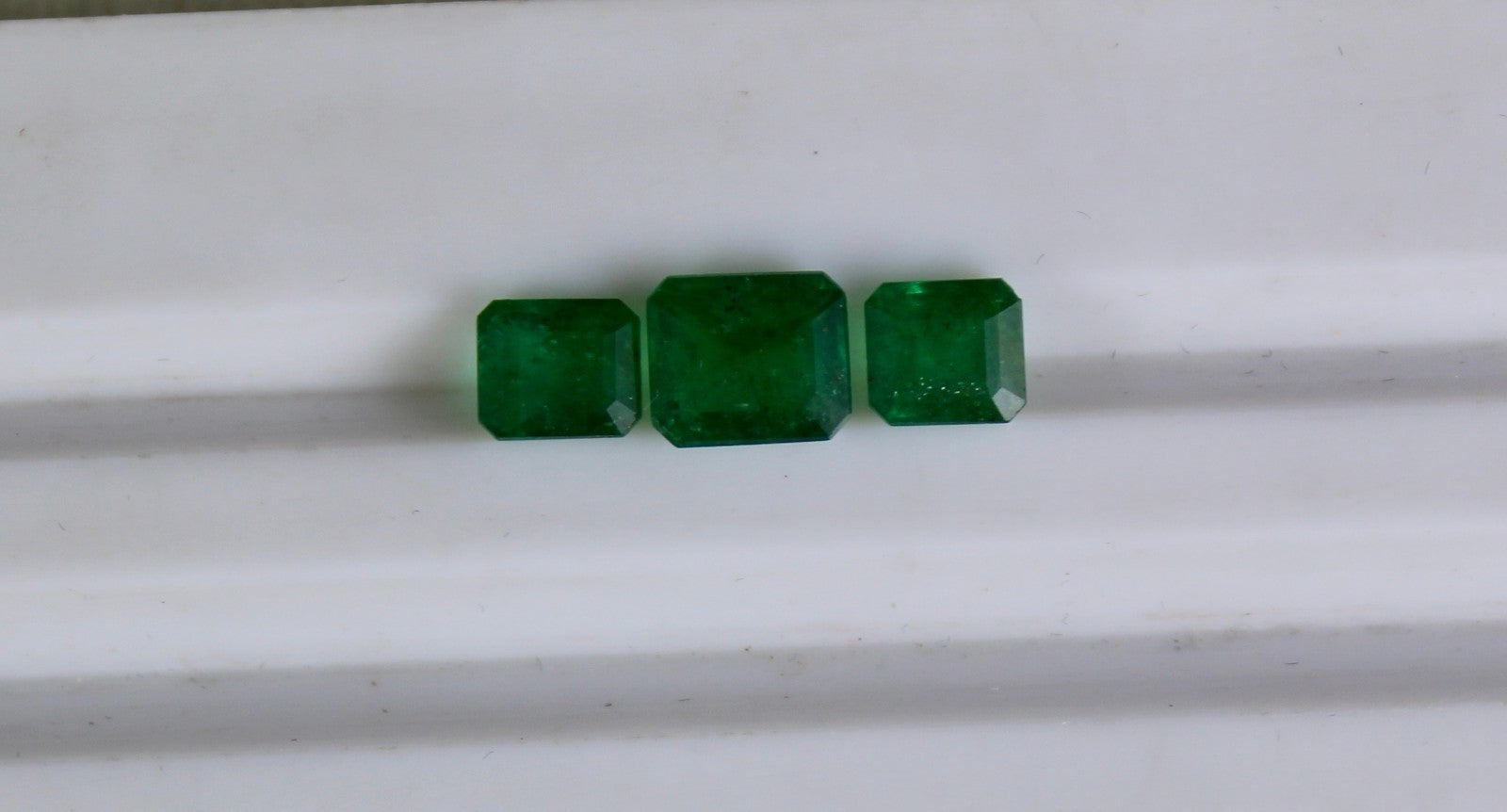 Certified Natural Zambian Emerald Octagon 3.42 Carat Gemstone 3 Pcs For Design