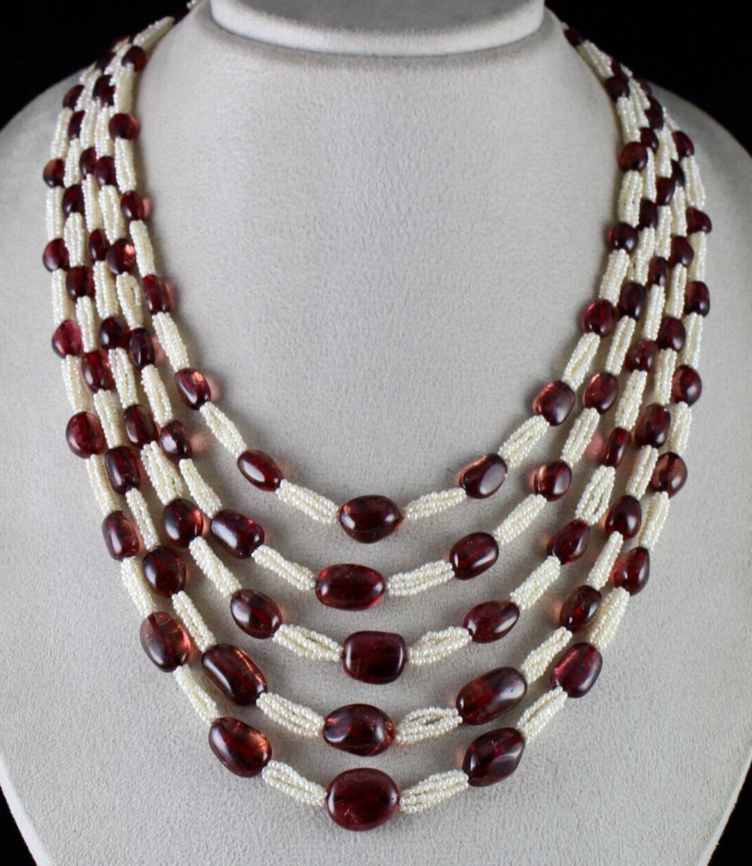 Certified Antique Natural Tourmaline 656ct Pearl Beaded Estate Necklace