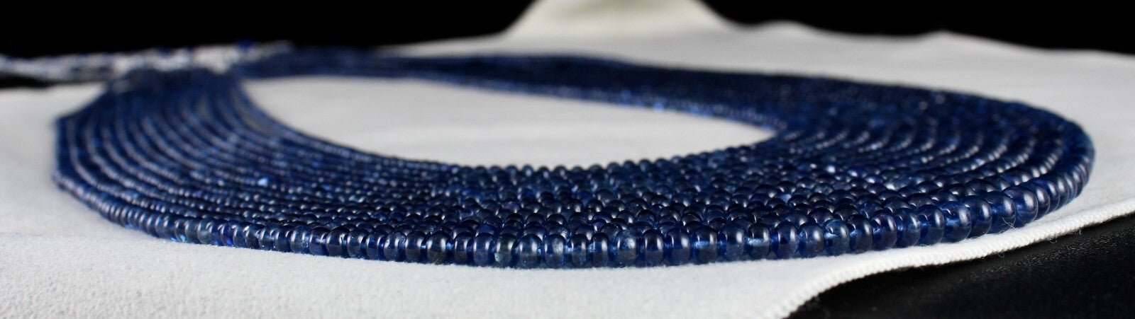 Certified Natural Blue Sapphire Beads Necklace, 13 L 906 Ct Burma Gemstone