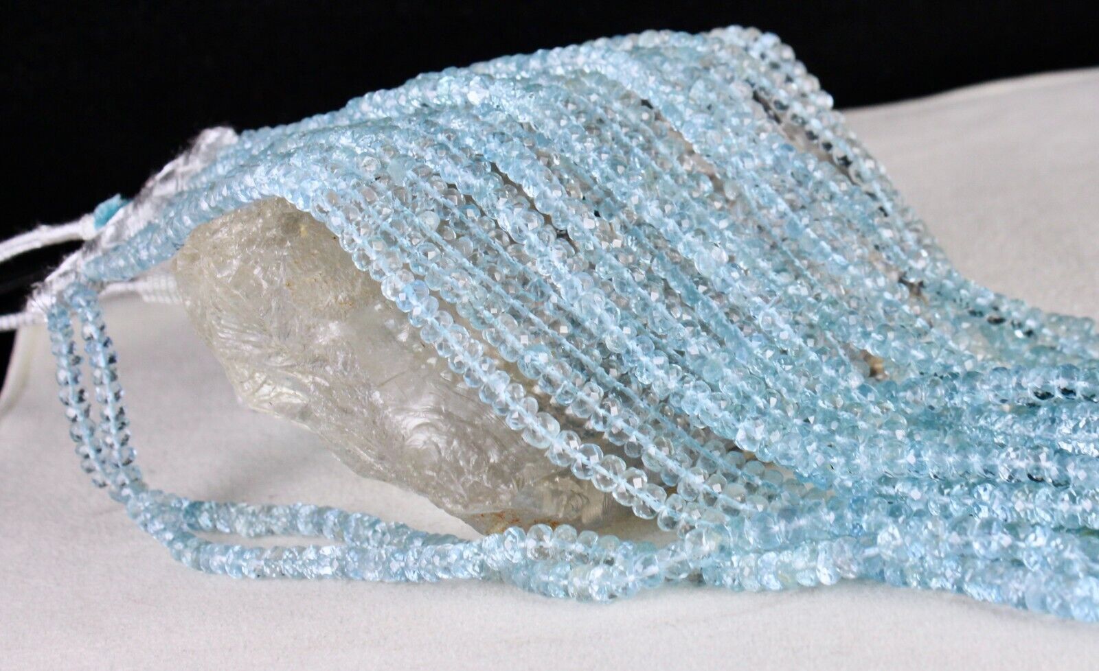 Certified Natural Blue Aquamarine Beads Faceted Round 11L 1164 Ct Stone Necklace