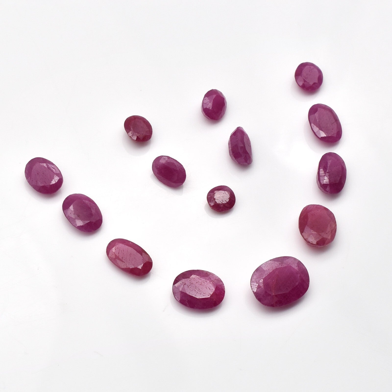 Natural Ruby 36.15 Ct Oval Cut 14 Pcs Untreated Gemstone Fine Designing