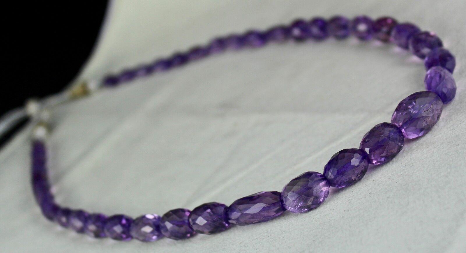 NATURAL PURPLE AMETHYST BEADS FACETED OVAL 17MM 1 LINE 347CTS GEMSTONE NECKLACE