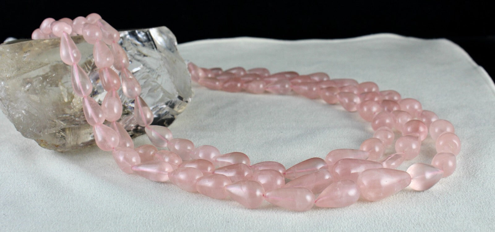 Natural 920 Cts Rose Quartz Beads Drops Cabochon Gemstone Necklace For Women