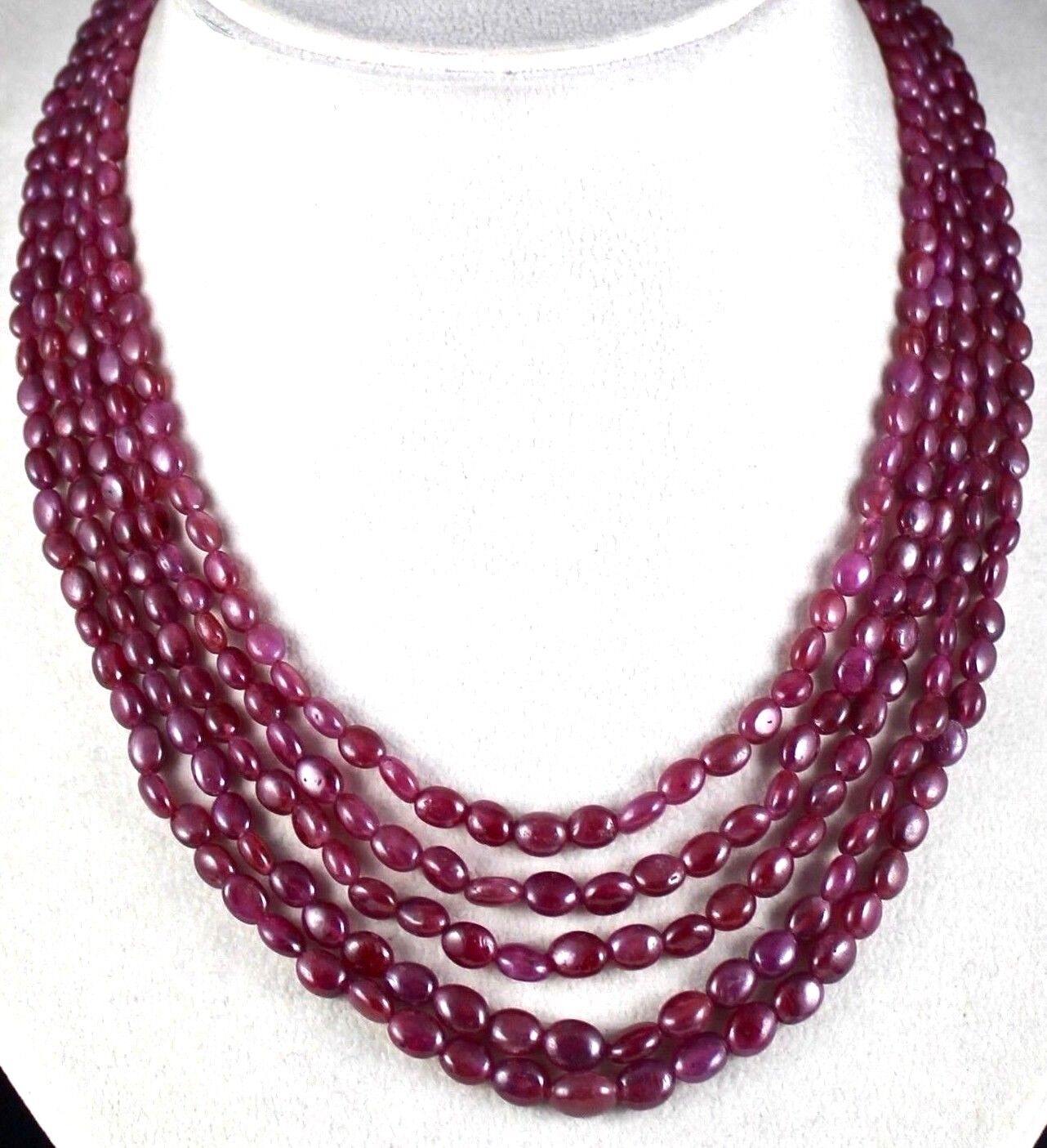 NATURAL UNTREATED RUBY BEADS 5 LINE 433 CARATS GEMSTONE LADIES NECKLACE
