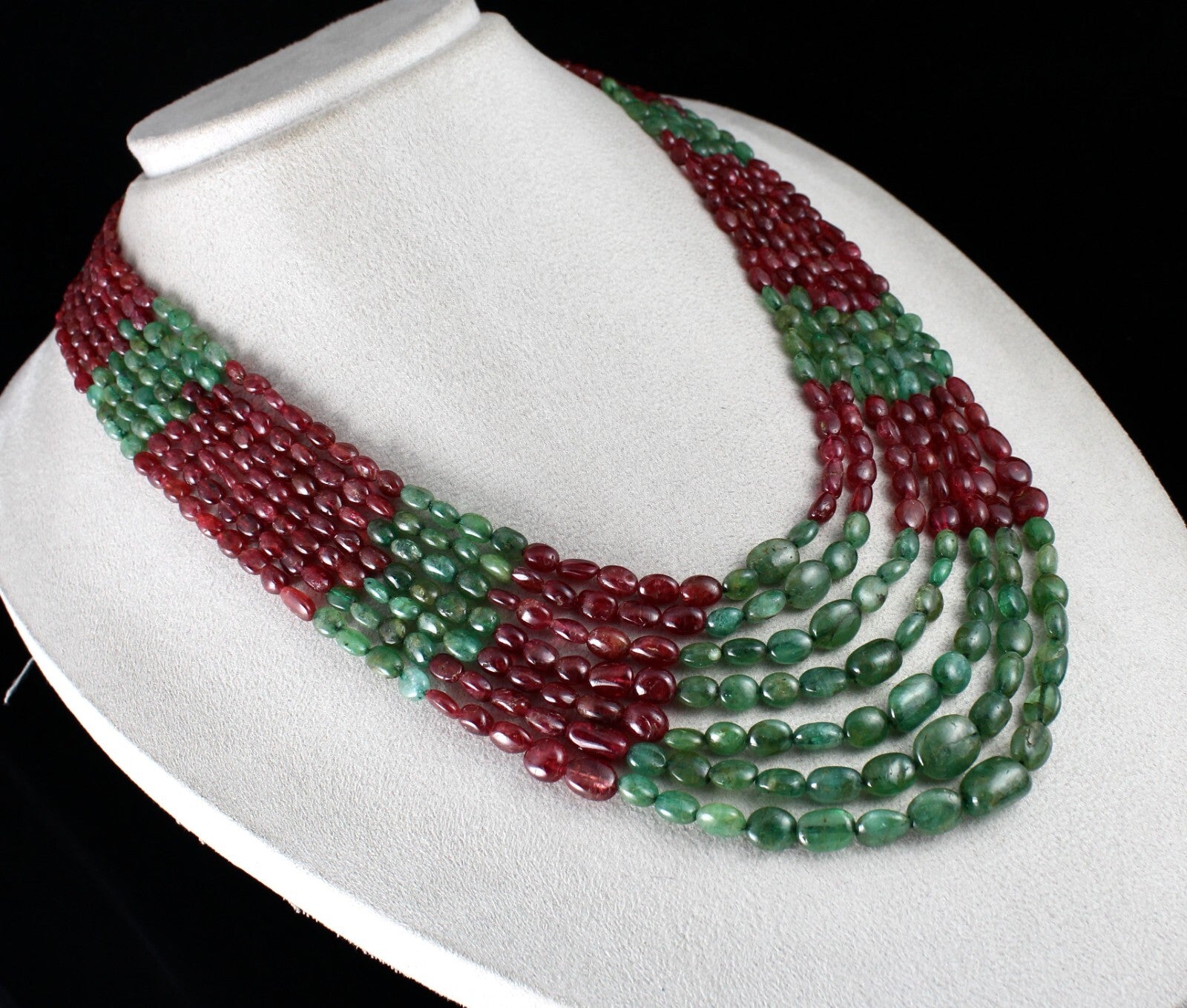 Certified Vintage Natural Spinel 724 Ct Emerald Beads Cabochon Necklace