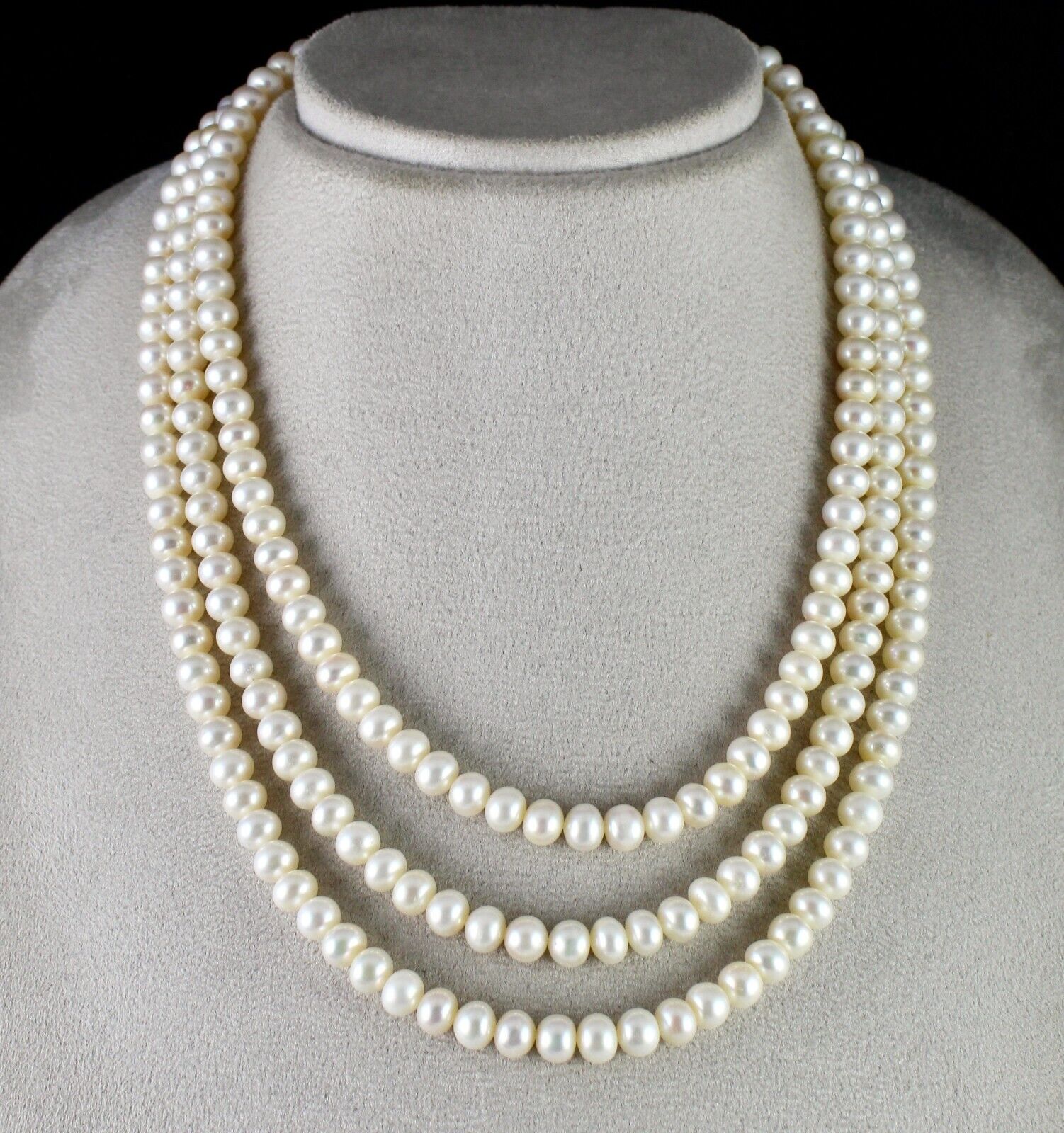 GENUINE FRESH WATER PEARL BEADS ROUND 3 L 582 CARATS GEMSTONE FASHION NECKLACE