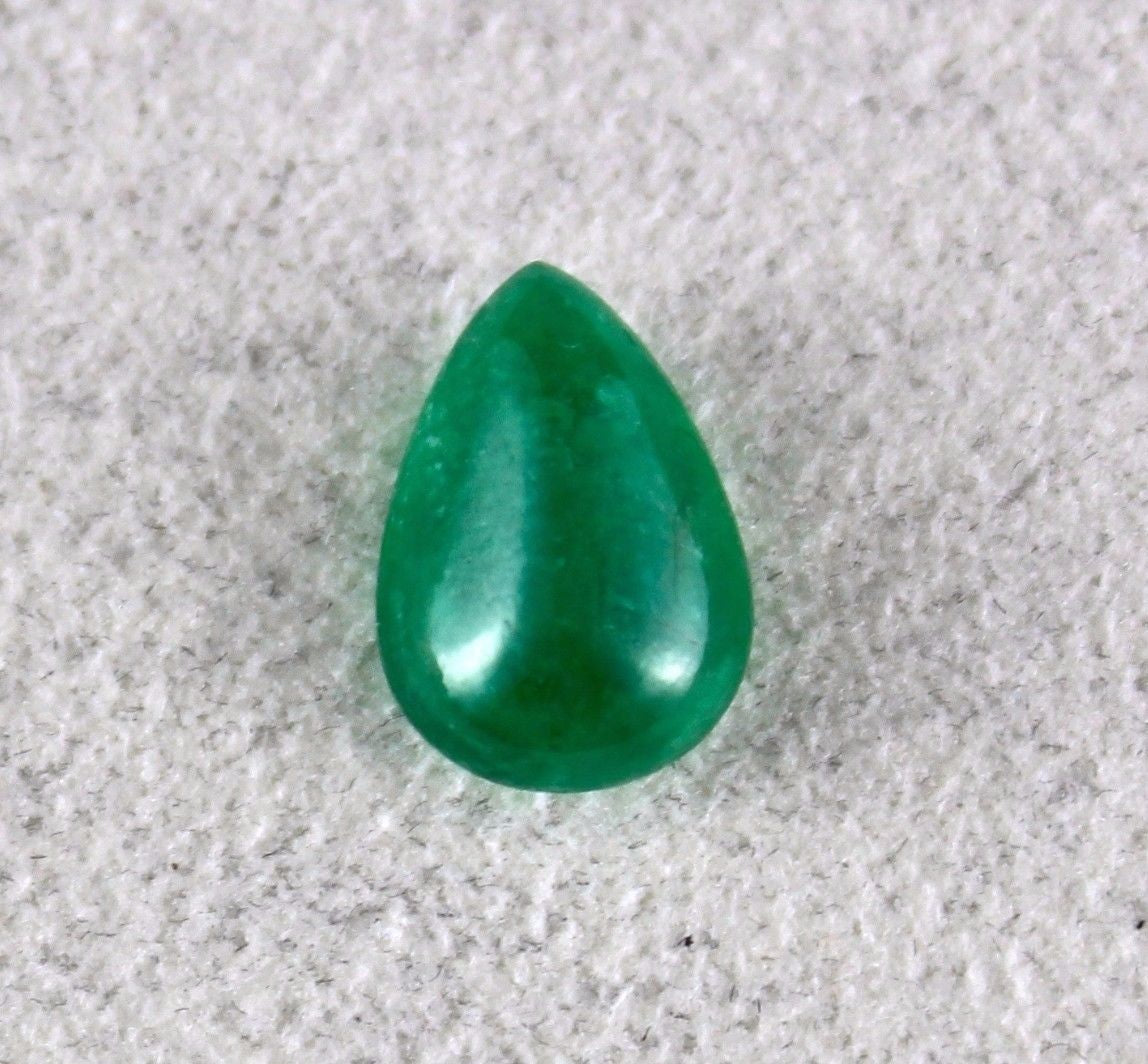 Certified Natural Zambia Emerald 5.59 Ct Pear Cabochon Gemstone For Ring Pendant