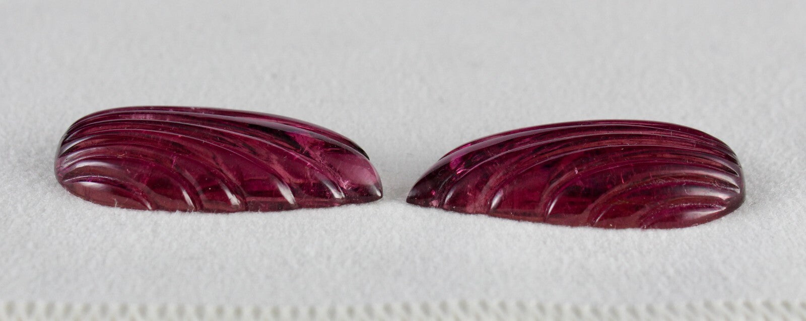 Certified Natural Rubellite Tourmaline 77.24ct Pear Leaf Engraved Earrings