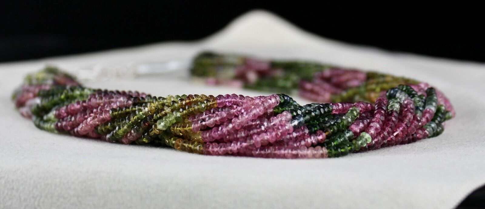 NATURAL MULTI TOURMALINE BEADS 20 LINE 802 CTS FACETED ROUND GEMSTONE NECKLACE
