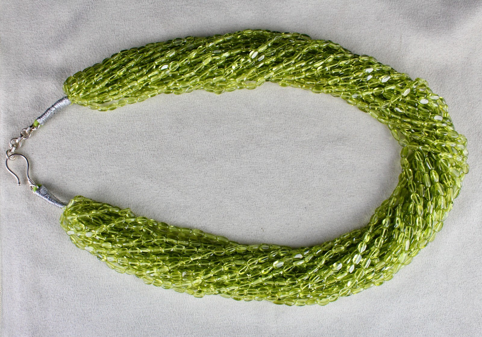 Natural Peridot Green Gemstone Statement Necklace 23 L 1391 Ct Beaded Cabochon