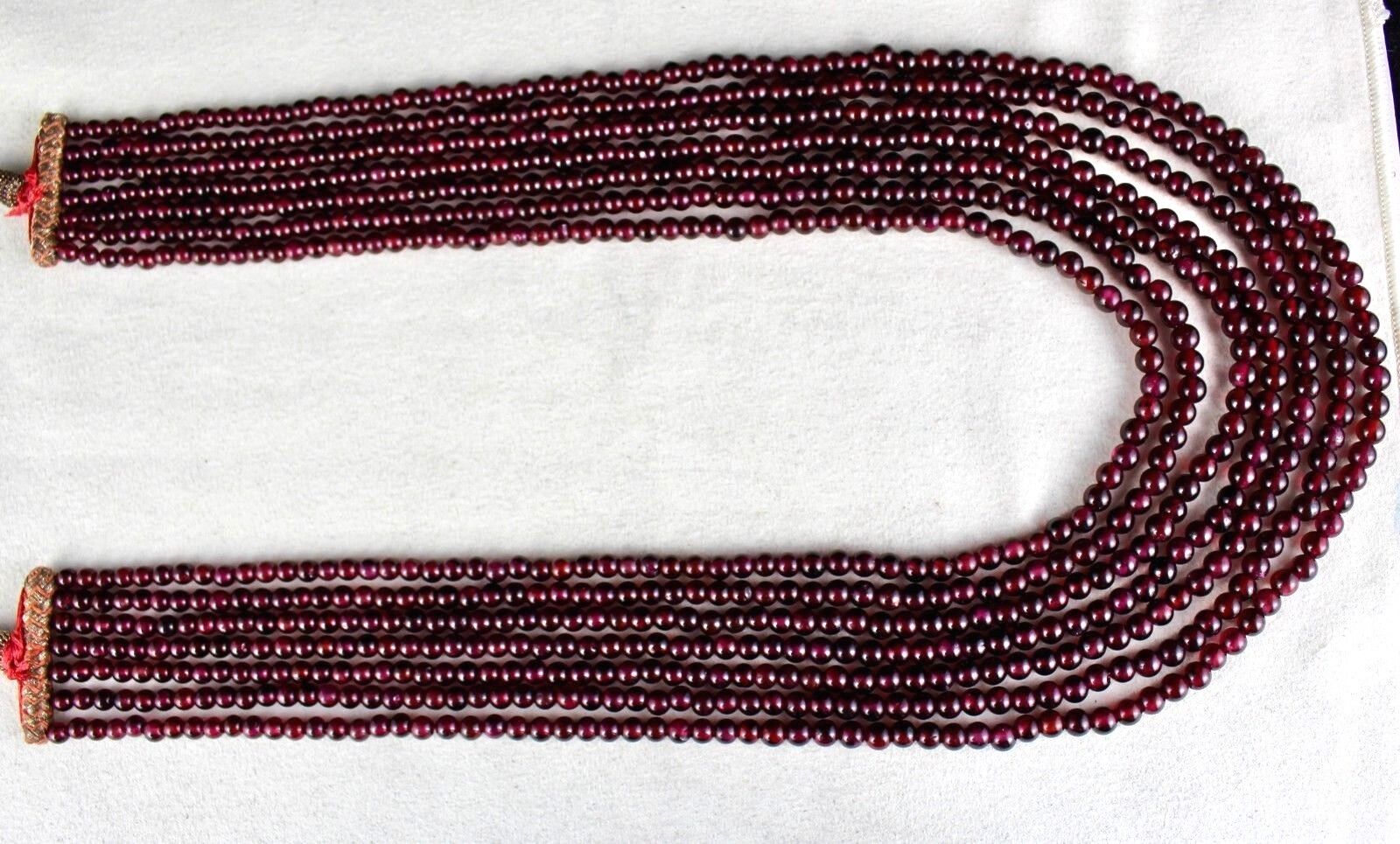 NATURAL RED GARNET BEADS ROUND 7 LINE 901 CARATS GEMSTONE LADIES STONE NECKLACE