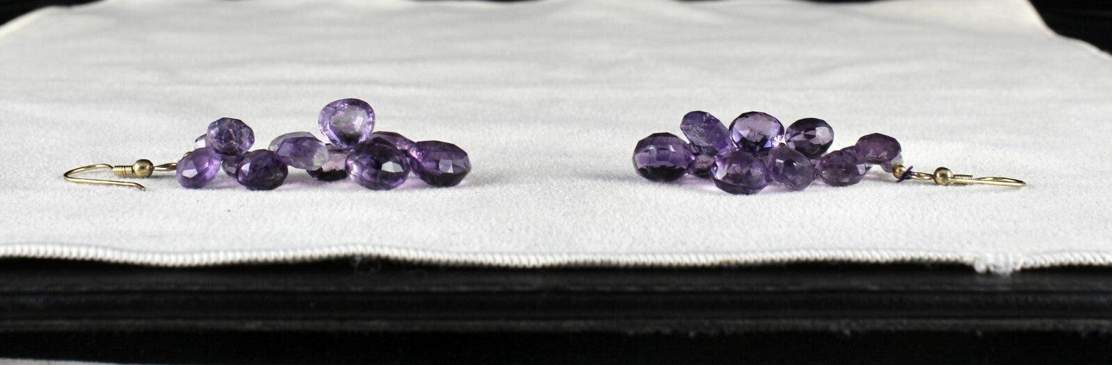 Natural Amethyst 80 Ct Beads Teardrop Fashion Gemstone Metal Earrings