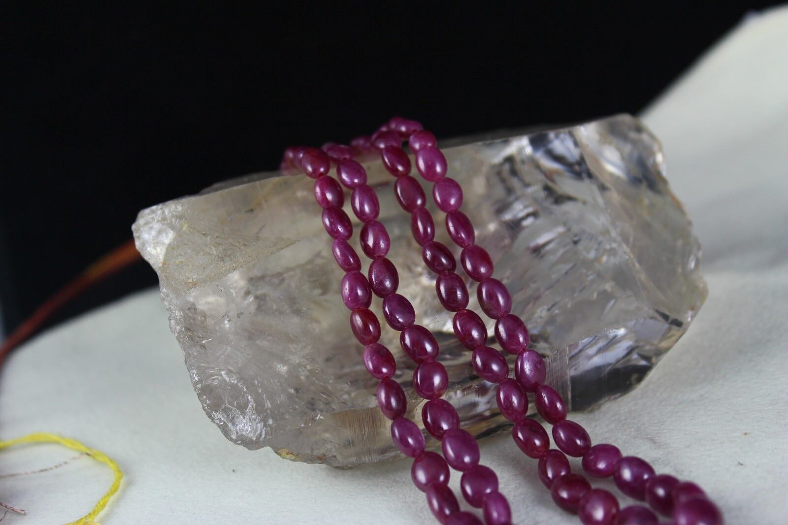 NATURAL UNTREATED RUBY BEADS CABOCHON 11 MM 2 LINE 232 CARATS GEMSTONE NECKLACE