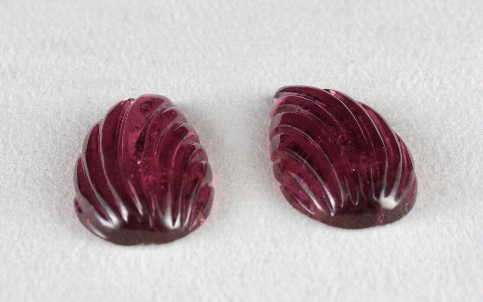 Natural Rubellite Tourmaline Pear Leaf Engraved 77.24 Ct Pair Gemstone Earring