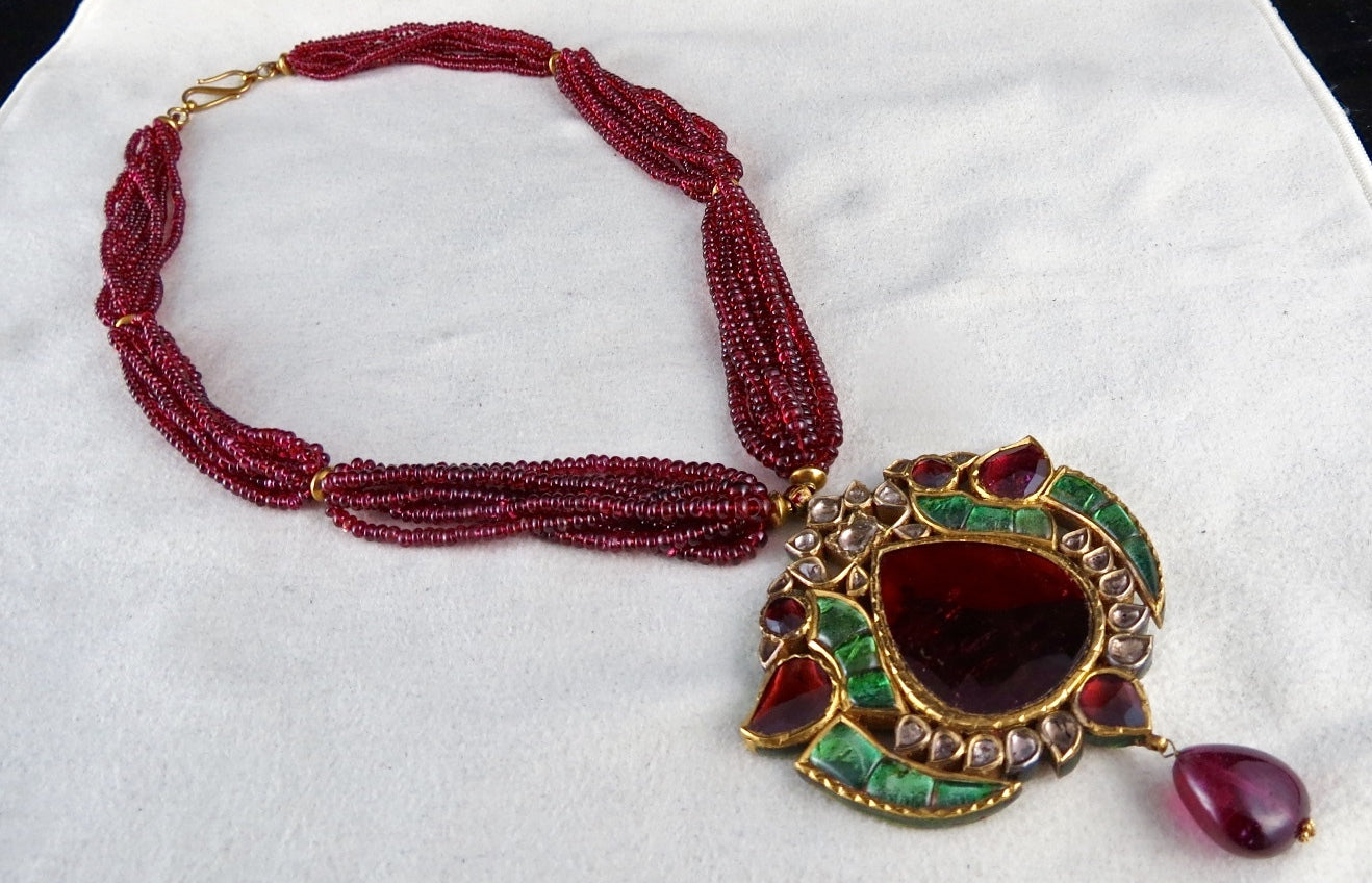 Certified Natural Diamond 545ct Colour Stone 22k Gold Kundan Meena Necklace