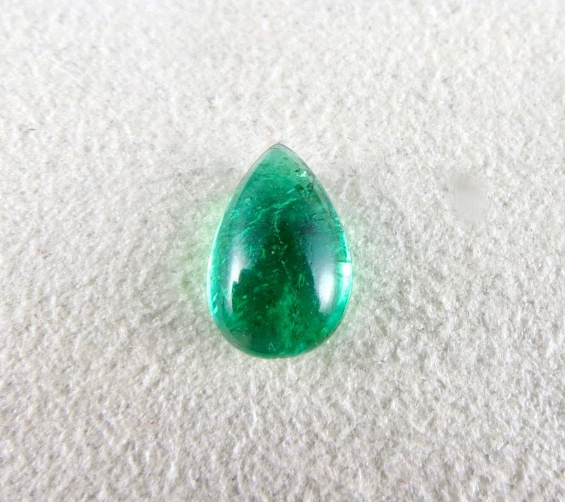Certified Natural Zambia Emerald Pear Cabochon 4.79 Ct Loose Gemstone For Ring