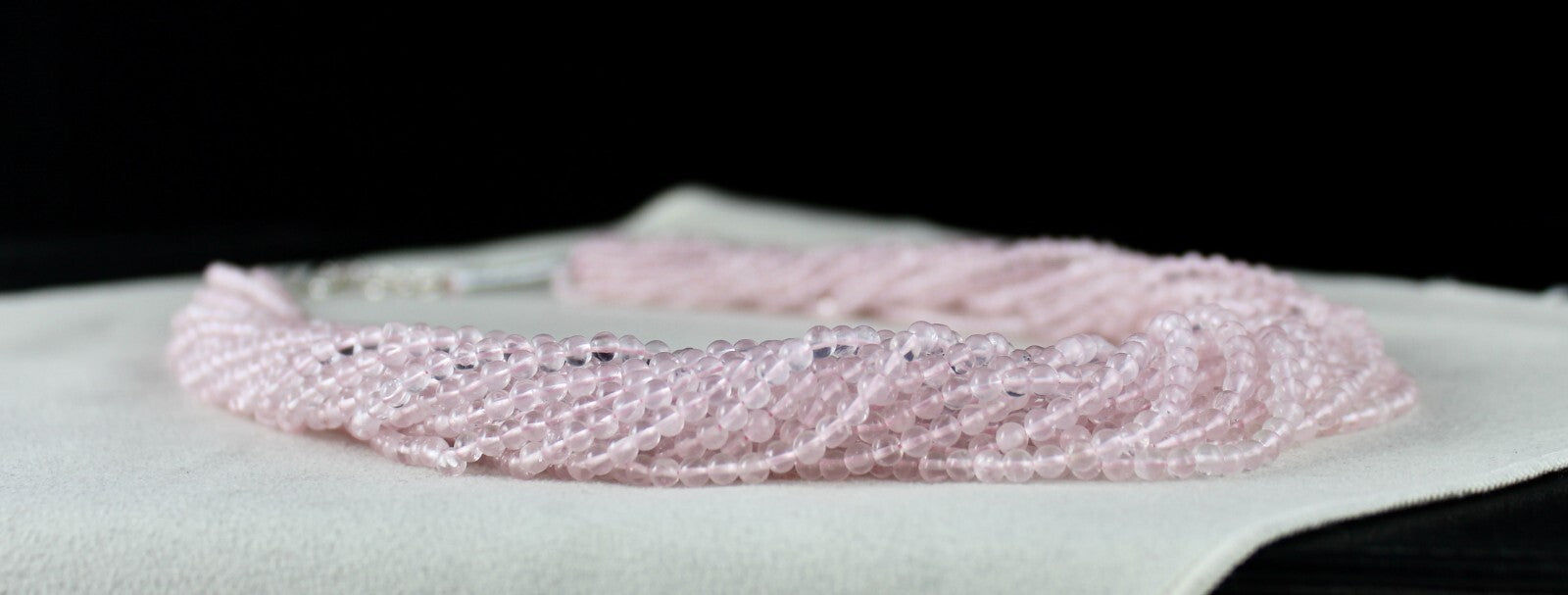 Natural Pink Rose Quartz 801 Ct Round Beads Semi-precious Necklace 17 Line