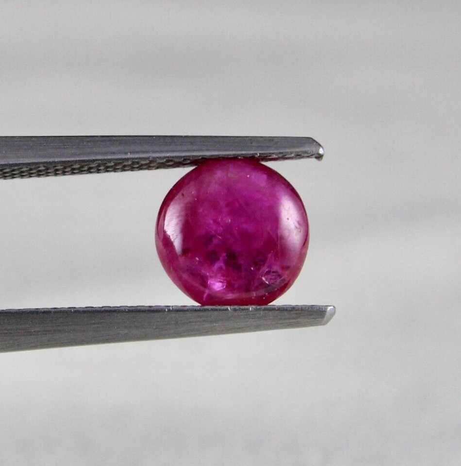 Certified 8 Mm Natural Burmese Ruby 1.73 Ct Round Cabochon Sterling Silver Ring