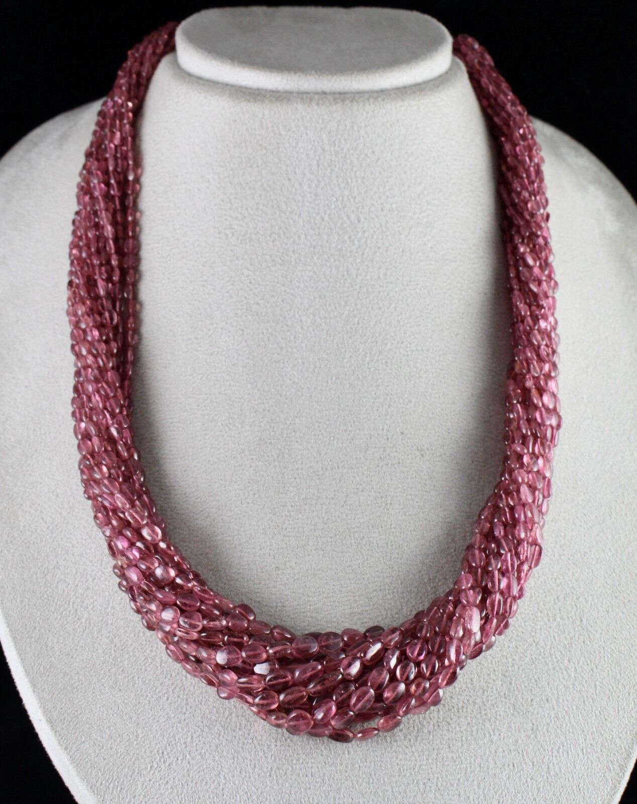 NATURAL PINK TOURMALINE BEADS LONG SHAPE 15 L 745 CT GEMSTONE STATEMENT NECKLACE