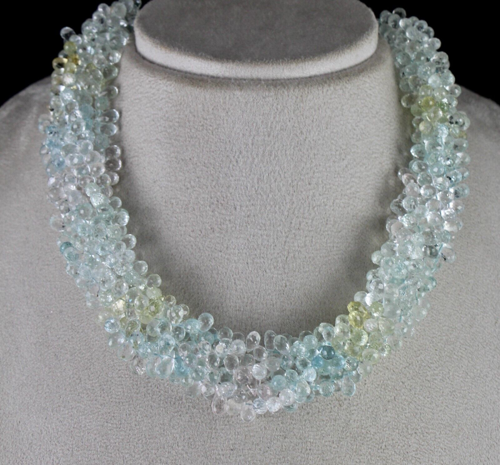 Natural Multi Aquamarine Beads Drops Faceted 5 L 776 Ct Gemstone Fine Necklace