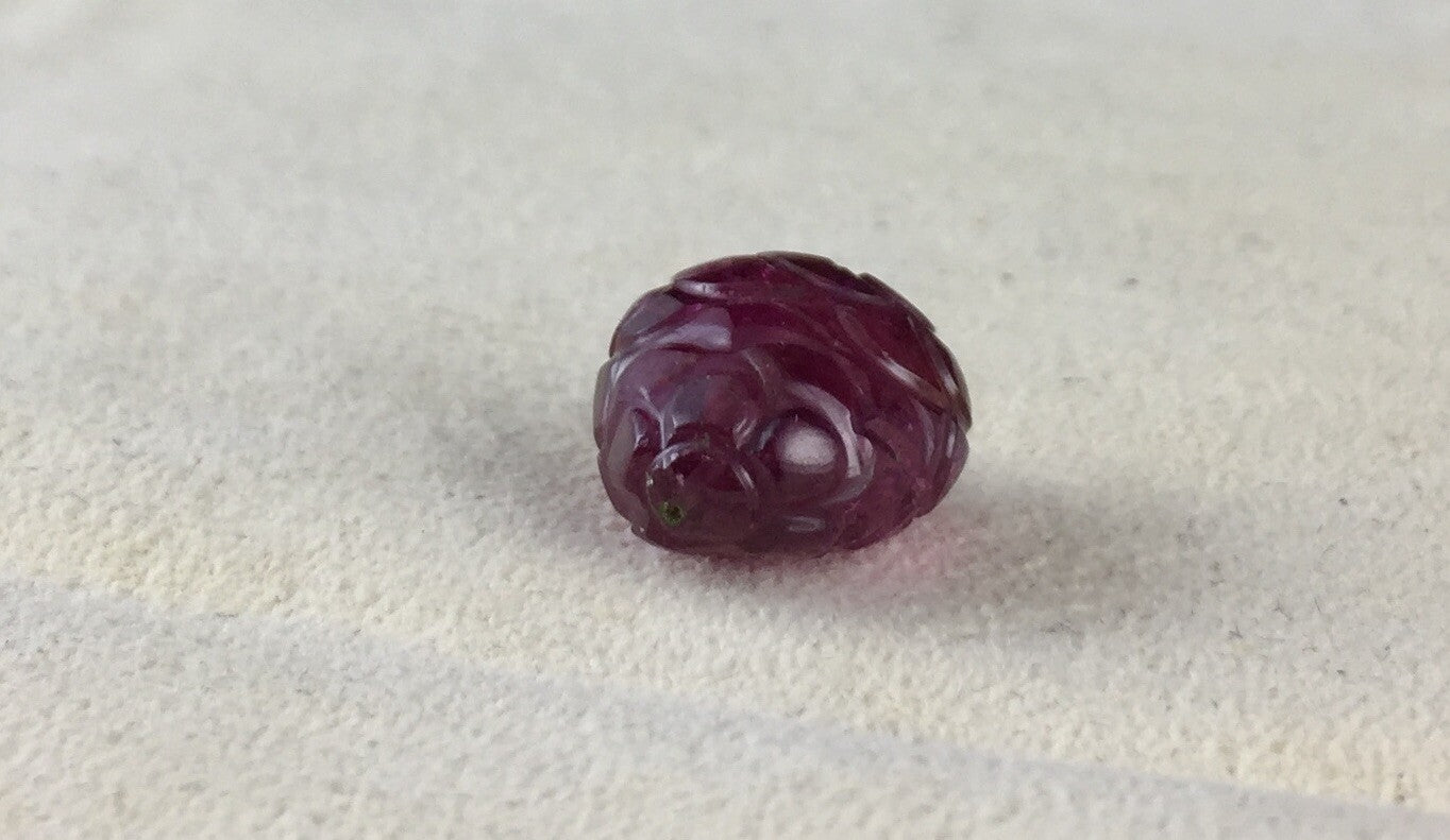 Natural Tourmaline Carved Cabochon 11.83 Ct Drilled Gemstone Bead For Pendant