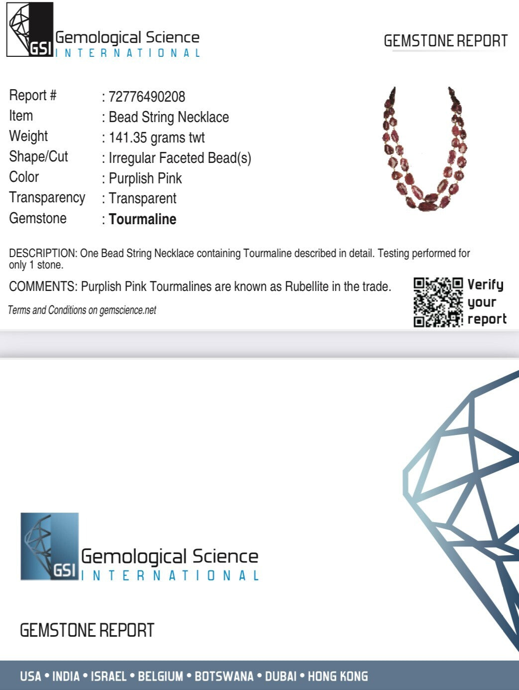 Certified Natural Pink Tourmaline Rubellite 669 Ct Gemstone Fine Necklace