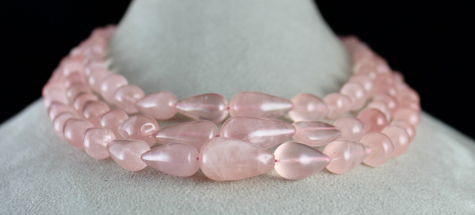 Natural 920 Cts Rose Quartz Beads Drops Cabochon Gemstone Necklace For Women